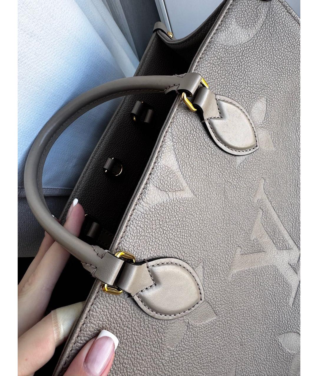 LOUIS VUITTON Бежевая кожаная сумка тоут, фото 6