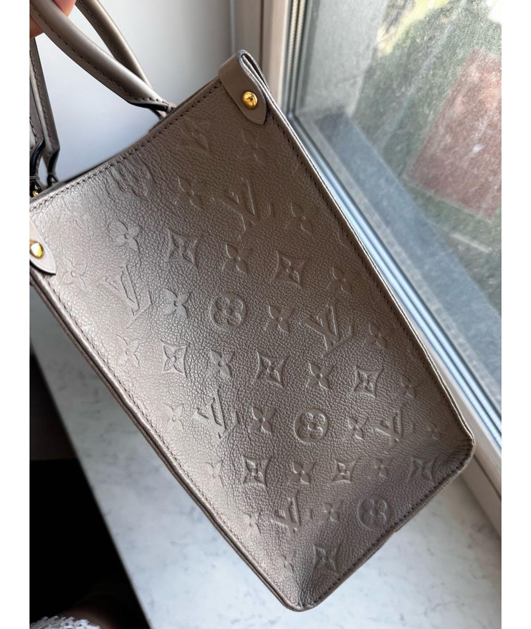 LOUIS VUITTON Бежевая кожаная сумка тоут, фото 3