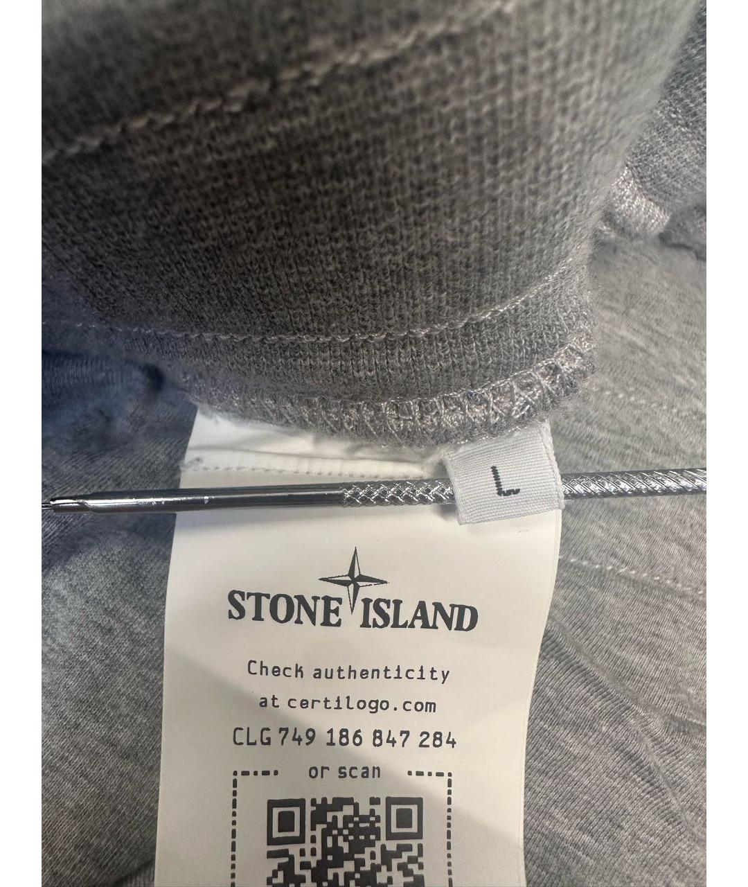 STONE ISLAND Серые хлопковые повседневные брюки, фото 6