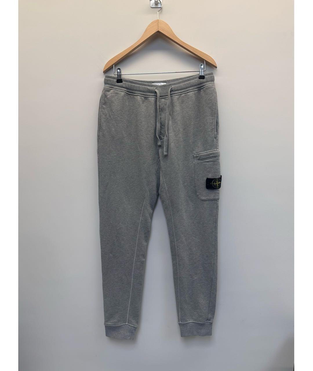 STONE ISLAND Серые хлопковые повседневные брюки, фото 2