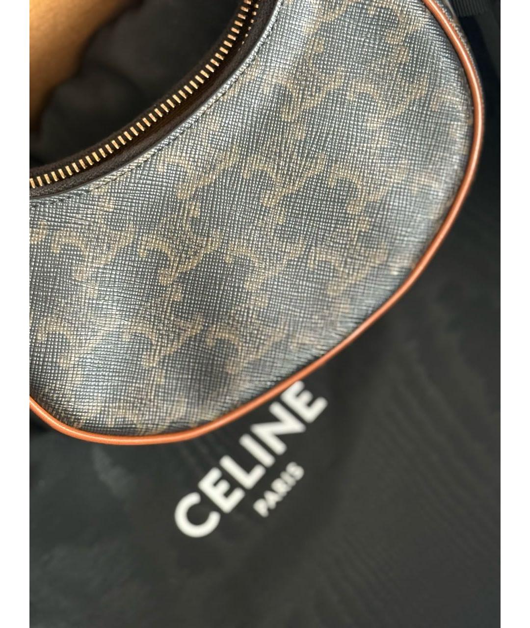 CELINE Коричневая кожаная сумка с короткими ручками, фото 3