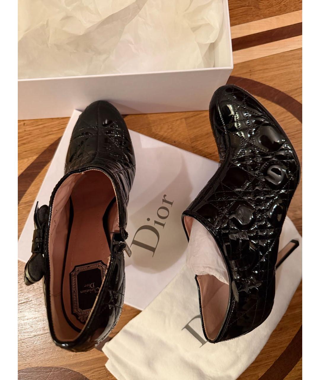 CHRISTIAN DIOR Черные кожаные ботильоны, фото 2