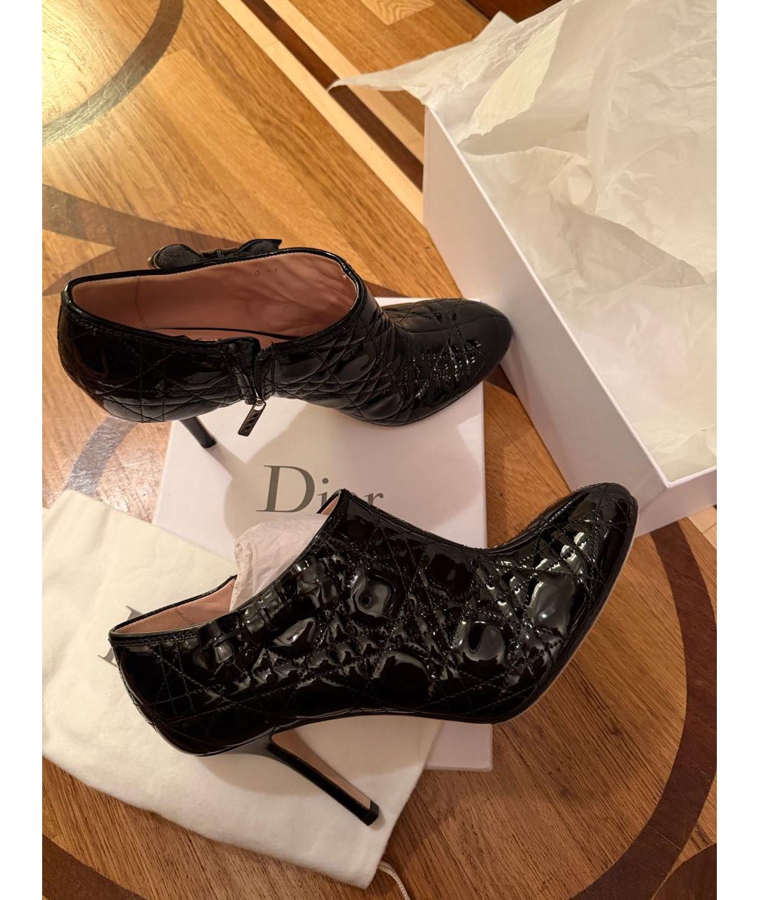 CHRISTIAN DIOR Черные кожаные ботильоны, фото 4