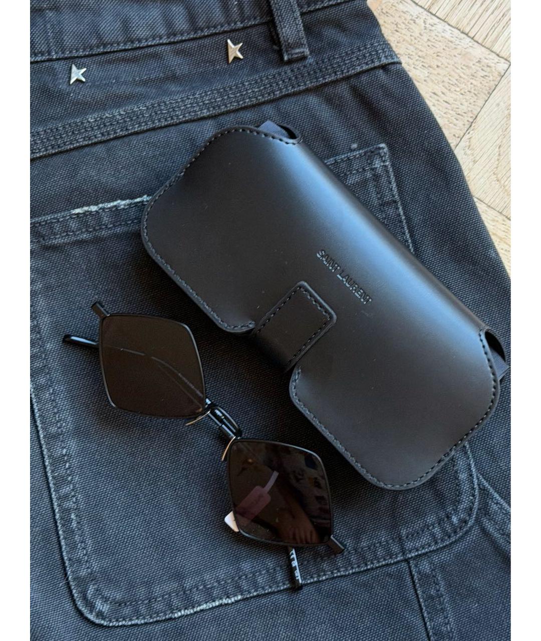SAINT LAURENT Черные металлические солнцезащитные очки, фото 7