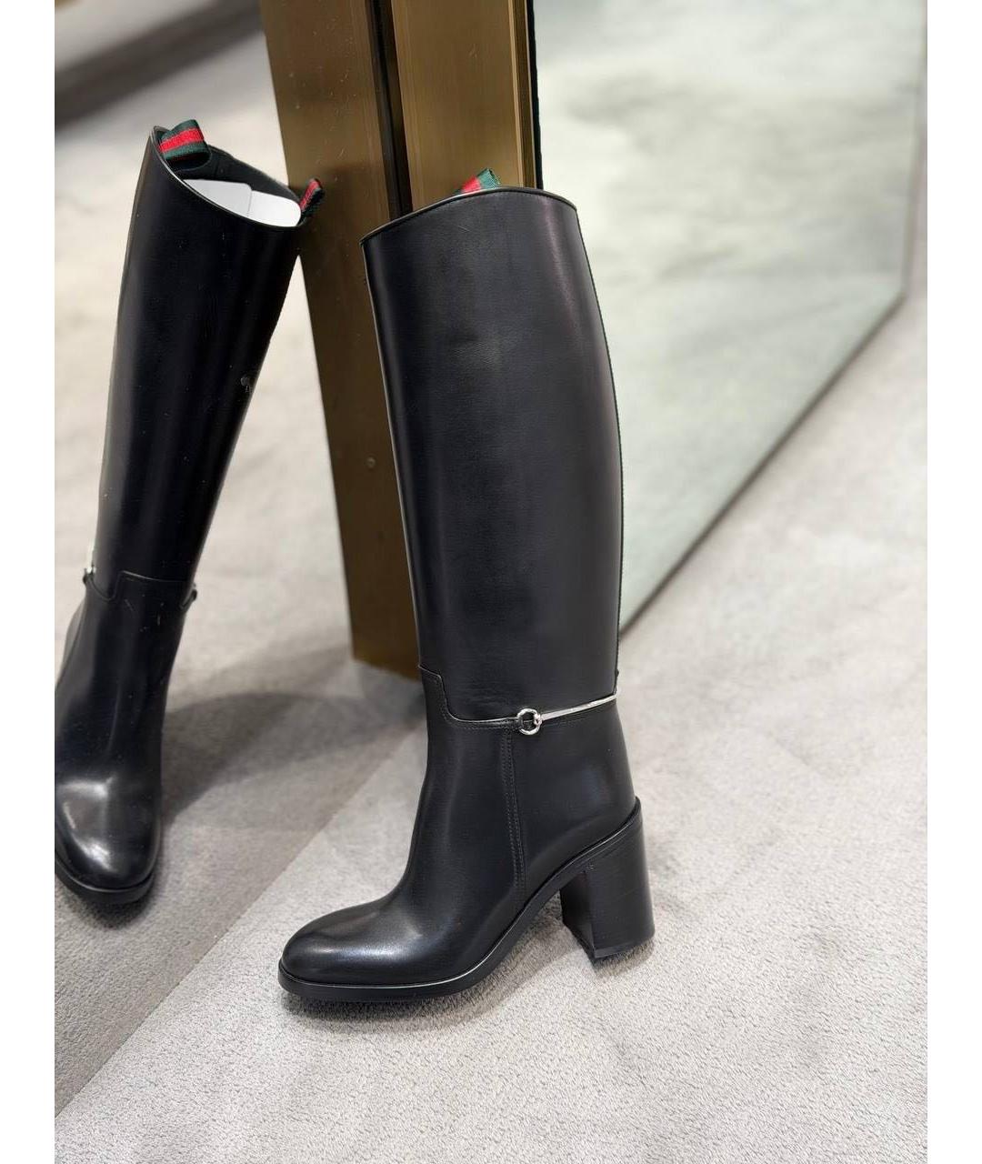 GUCCI Черные кожаные сапоги, фото 4