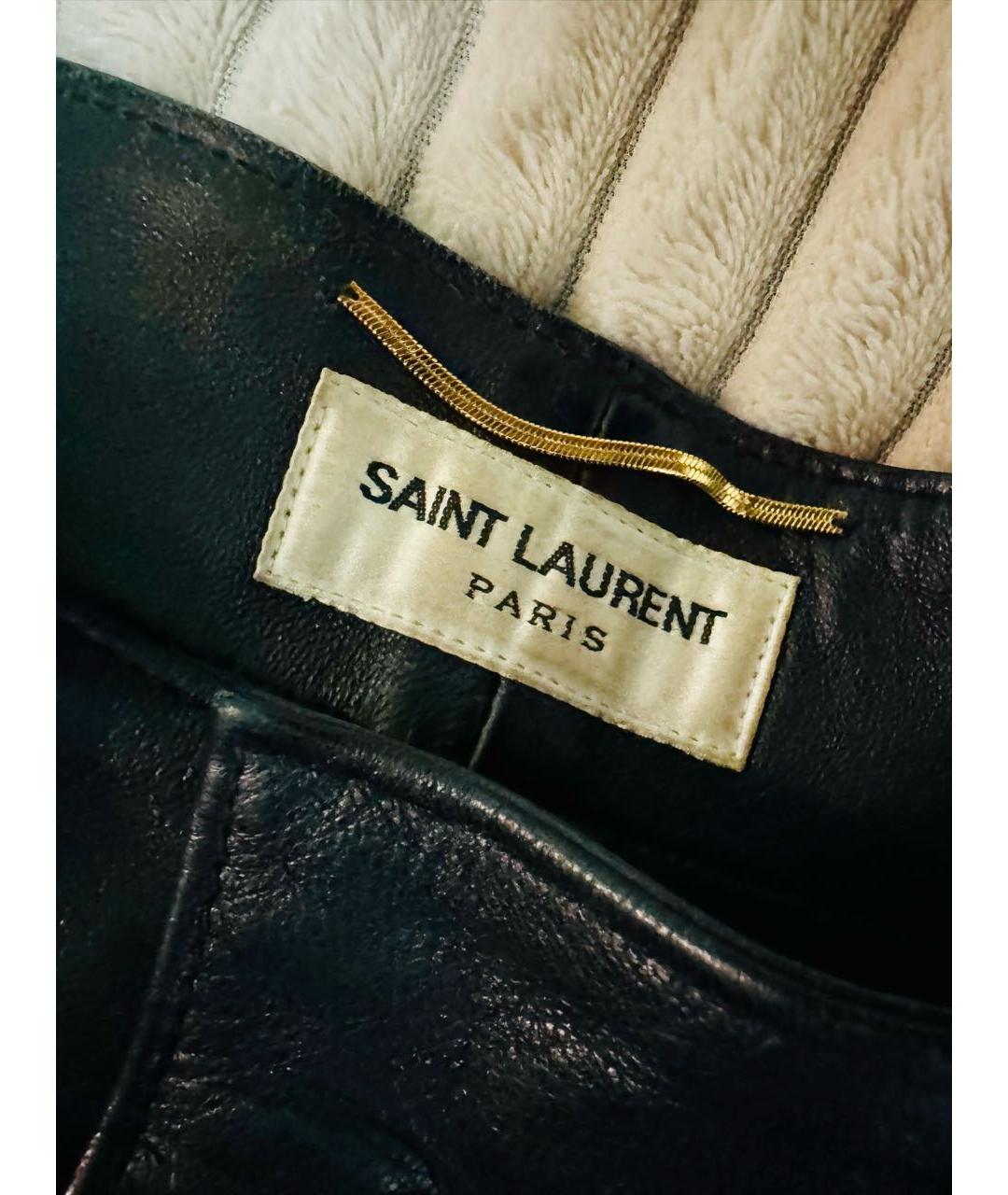 SAINT LAURENT Черные кожаные шорты, фото 2