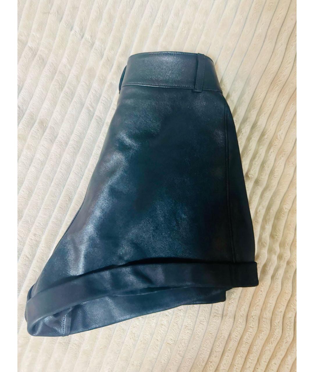 SAINT LAURENT Черные кожаные шорты, фото 3