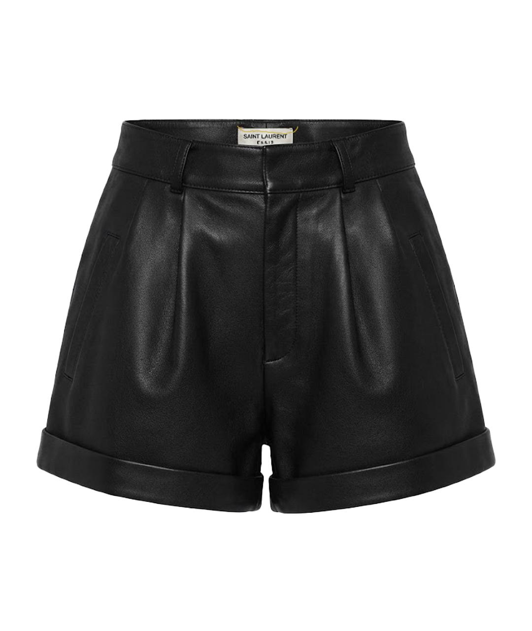 SAINT LAURENT Черные кожаные шорты, фото 1