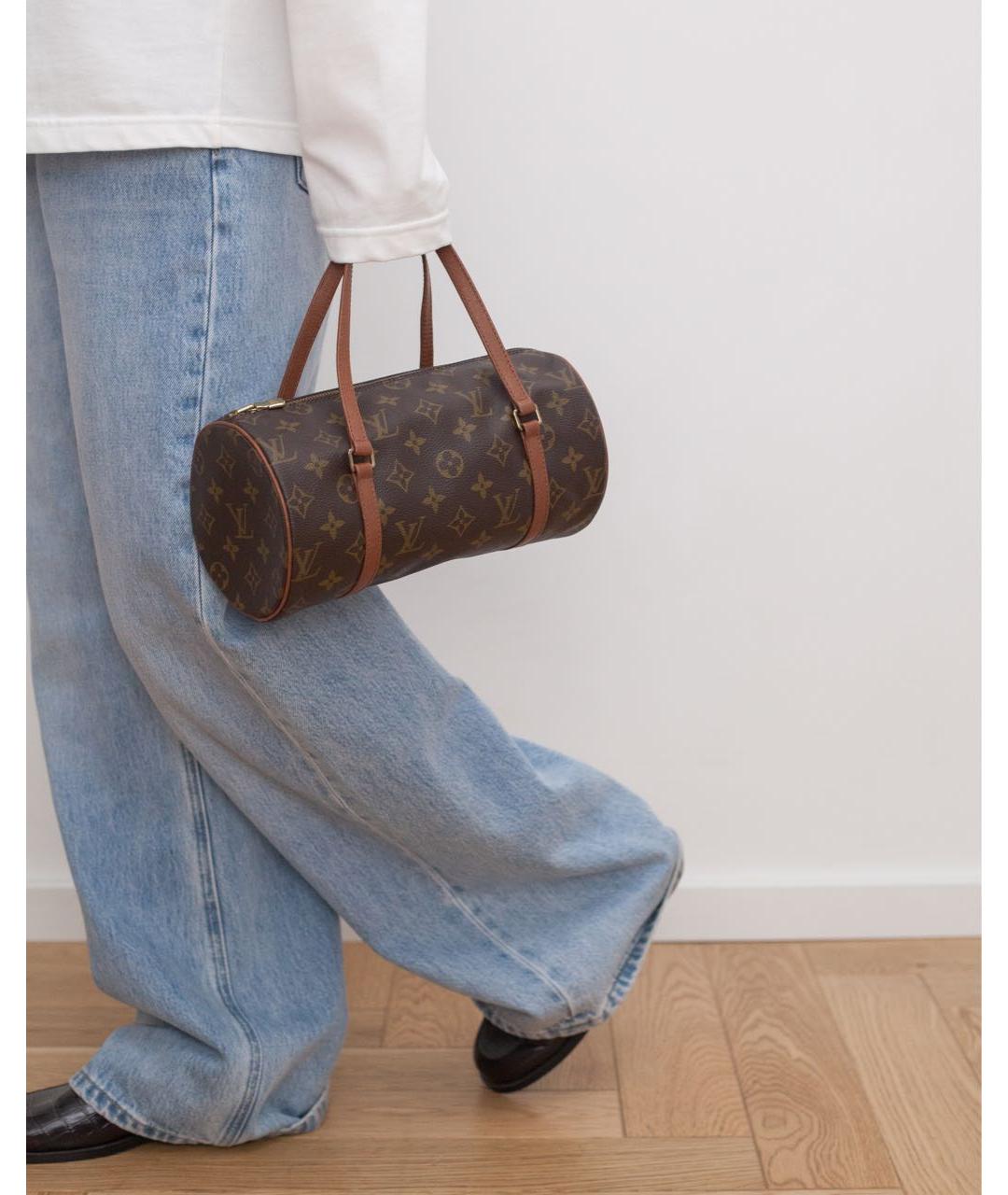 LOUIS VUITTON Коричневая сумка с короткими ручками из канвы, фото 2