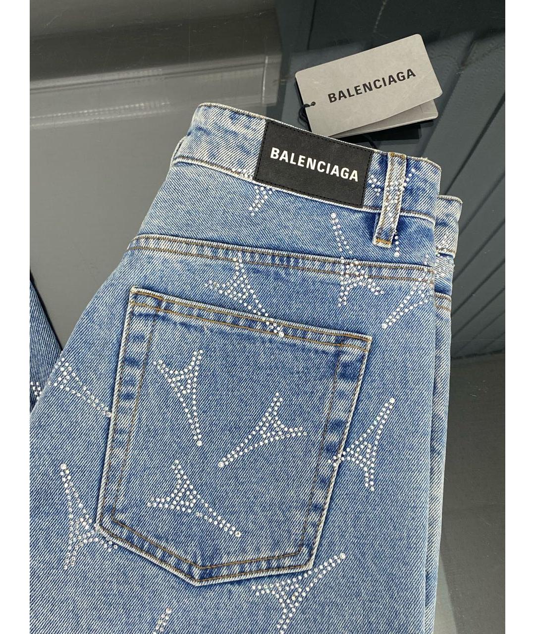 BALENCIAGA Голубые хлопковые прямые джинсы, фото 8