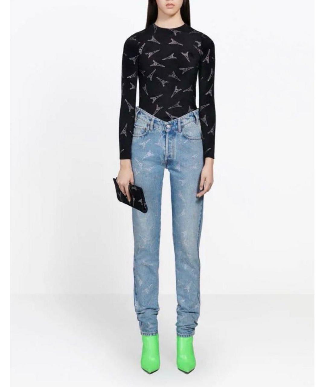 BALENCIAGA Голубые хлопковые прямые джинсы, фото 5