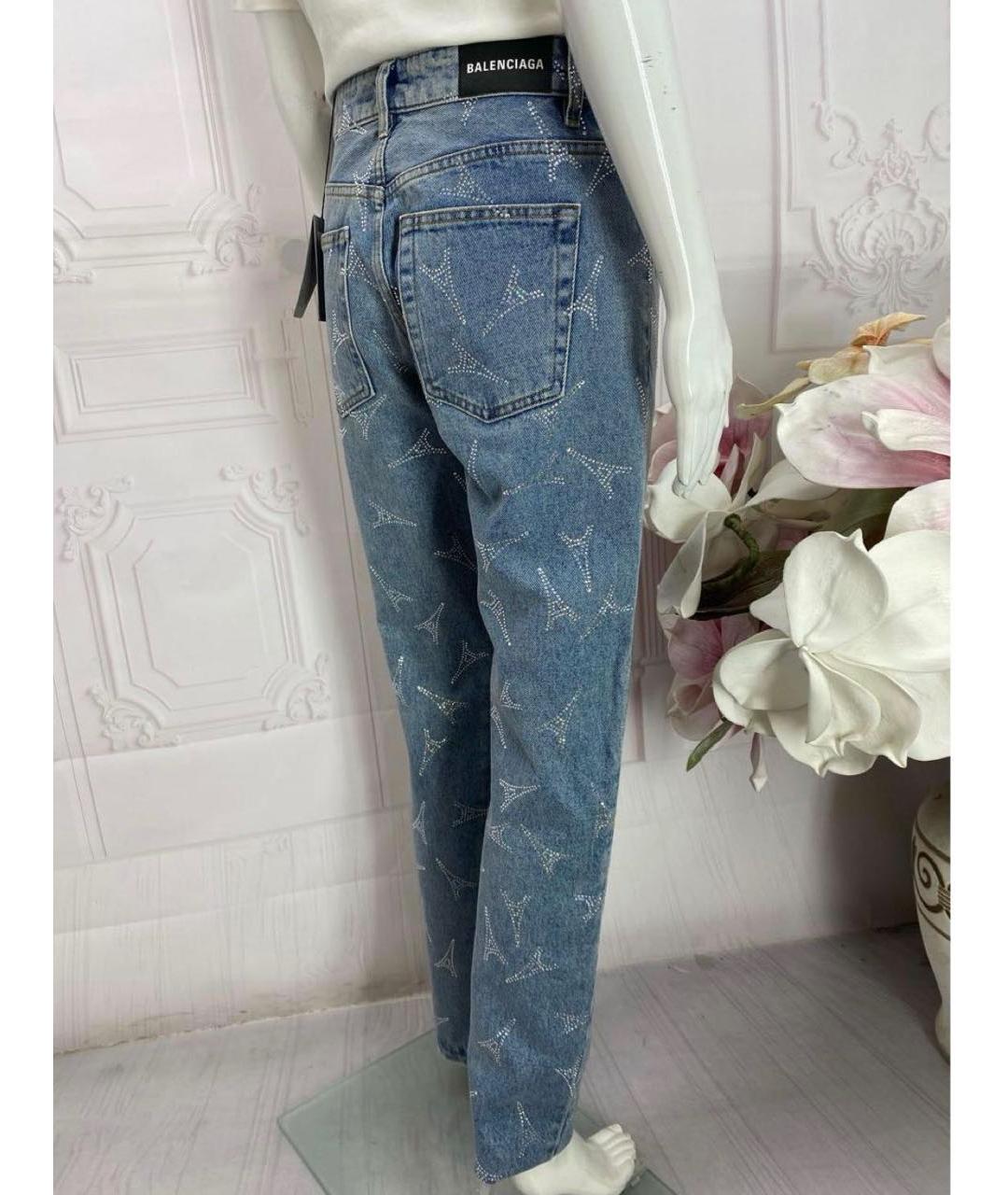 BALENCIAGA Голубые хлопковые прямые джинсы, фото 2