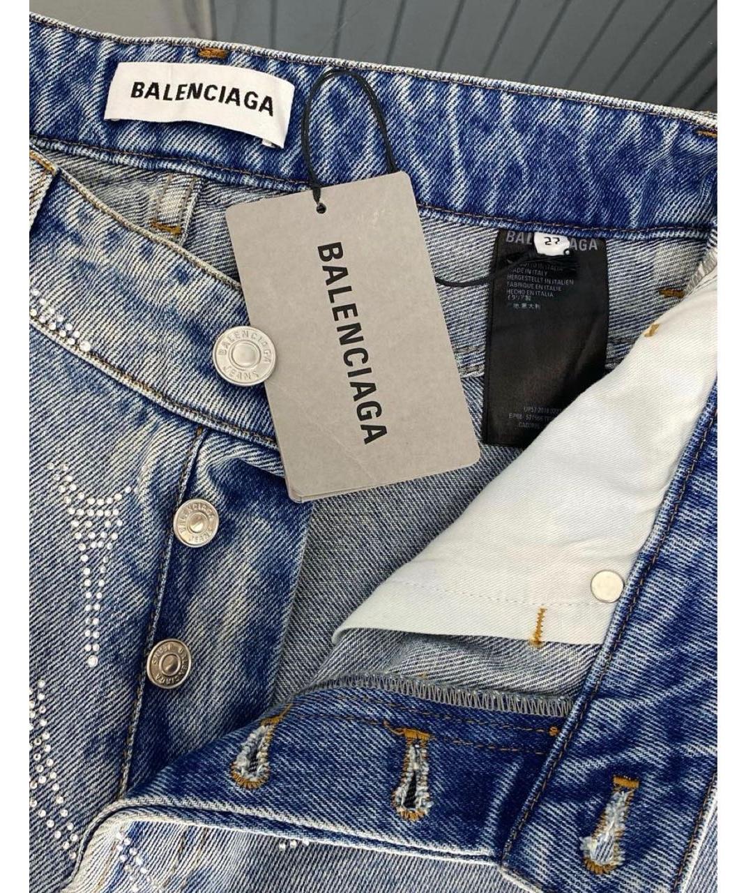 BALENCIAGA Голубые хлопковые прямые джинсы, фото 3