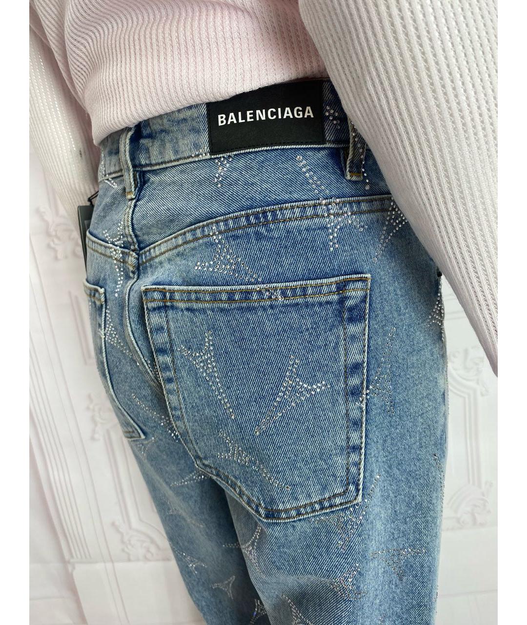 BALENCIAGA Голубые хлопковые прямые джинсы, фото 4