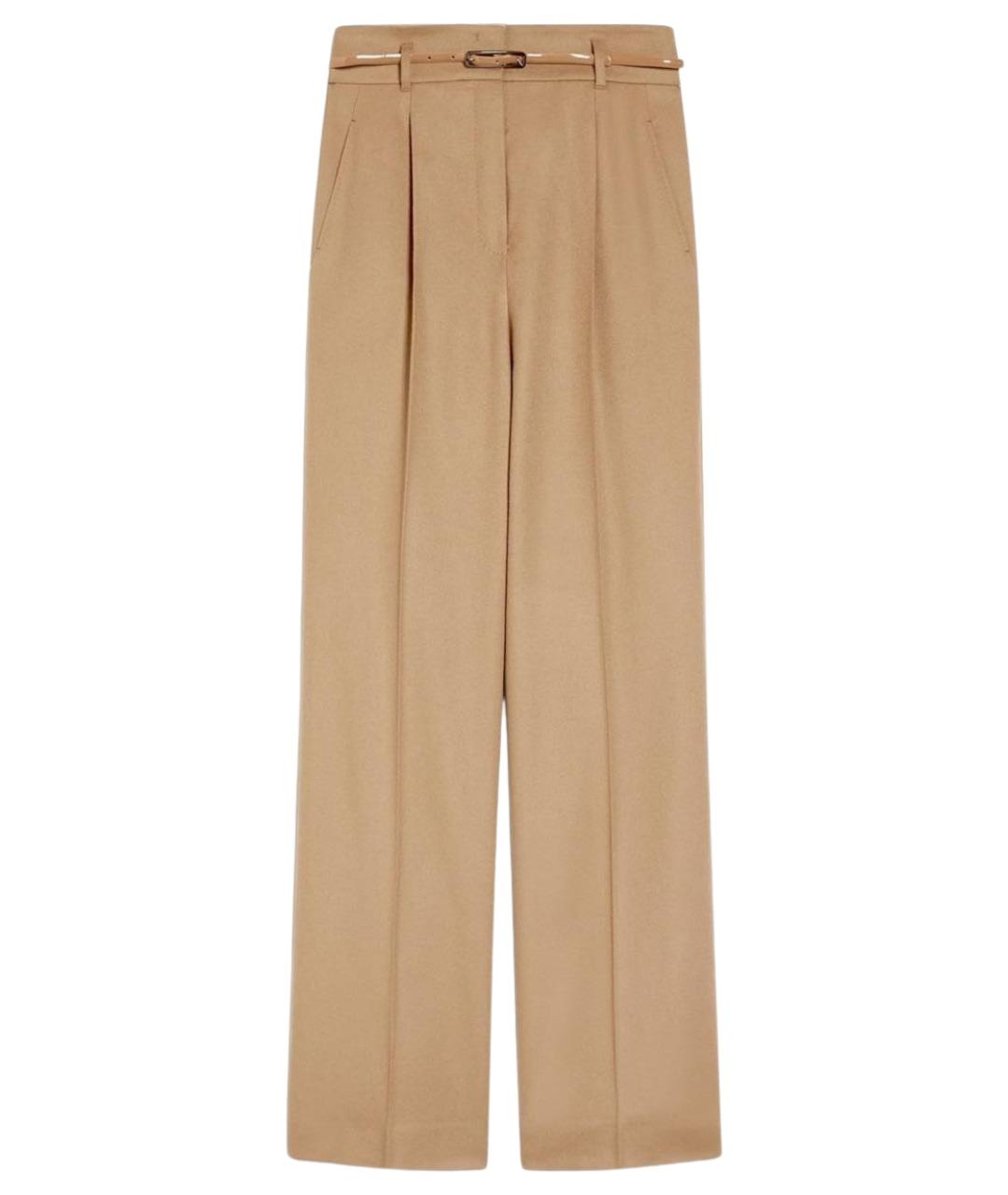 MAX MARA STUDIO Бежевые шерстяные брюки широкие, фото 1