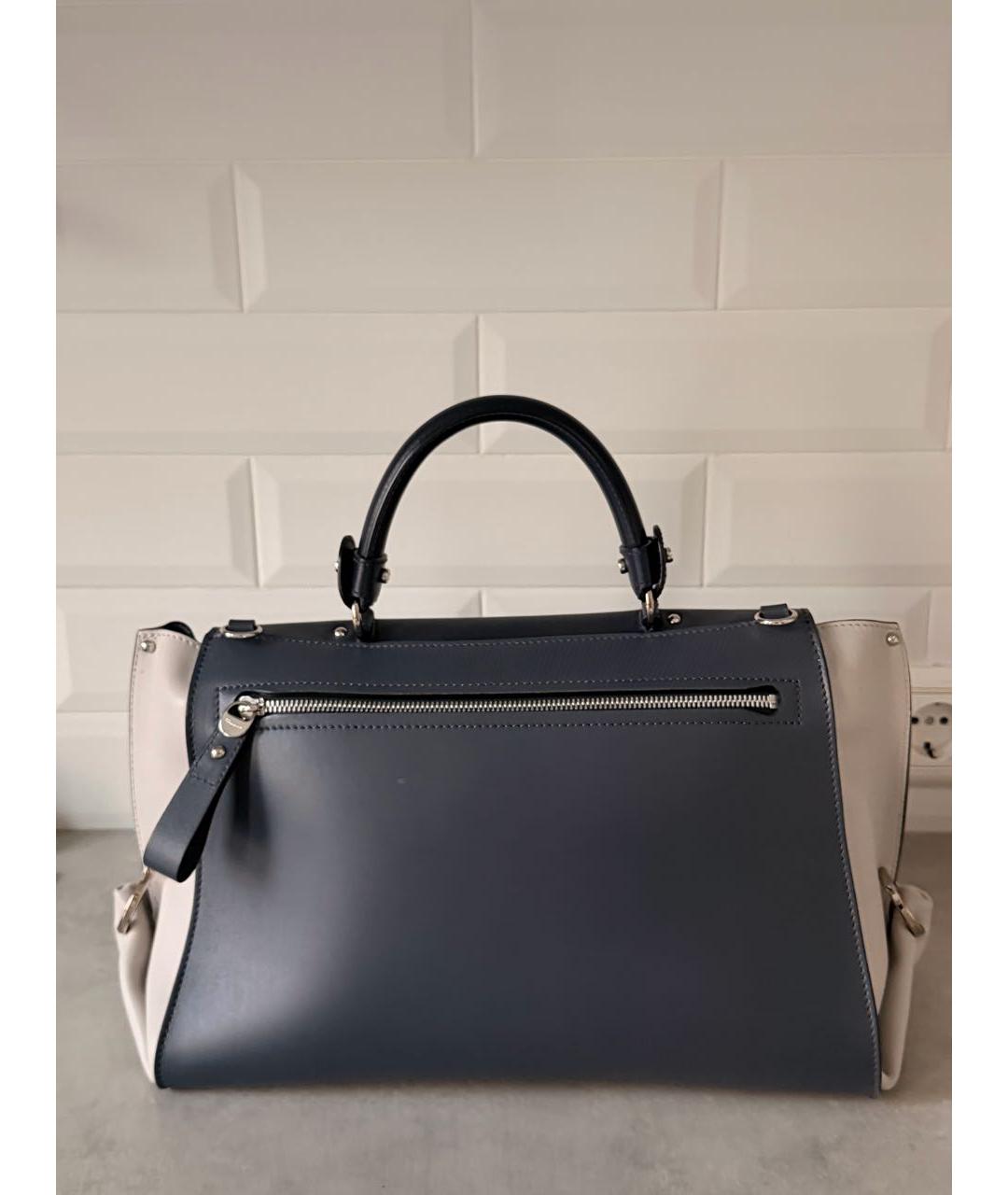 FERRAGAMO Темно-синяя кожаная сумка с короткими ручками, фото 3