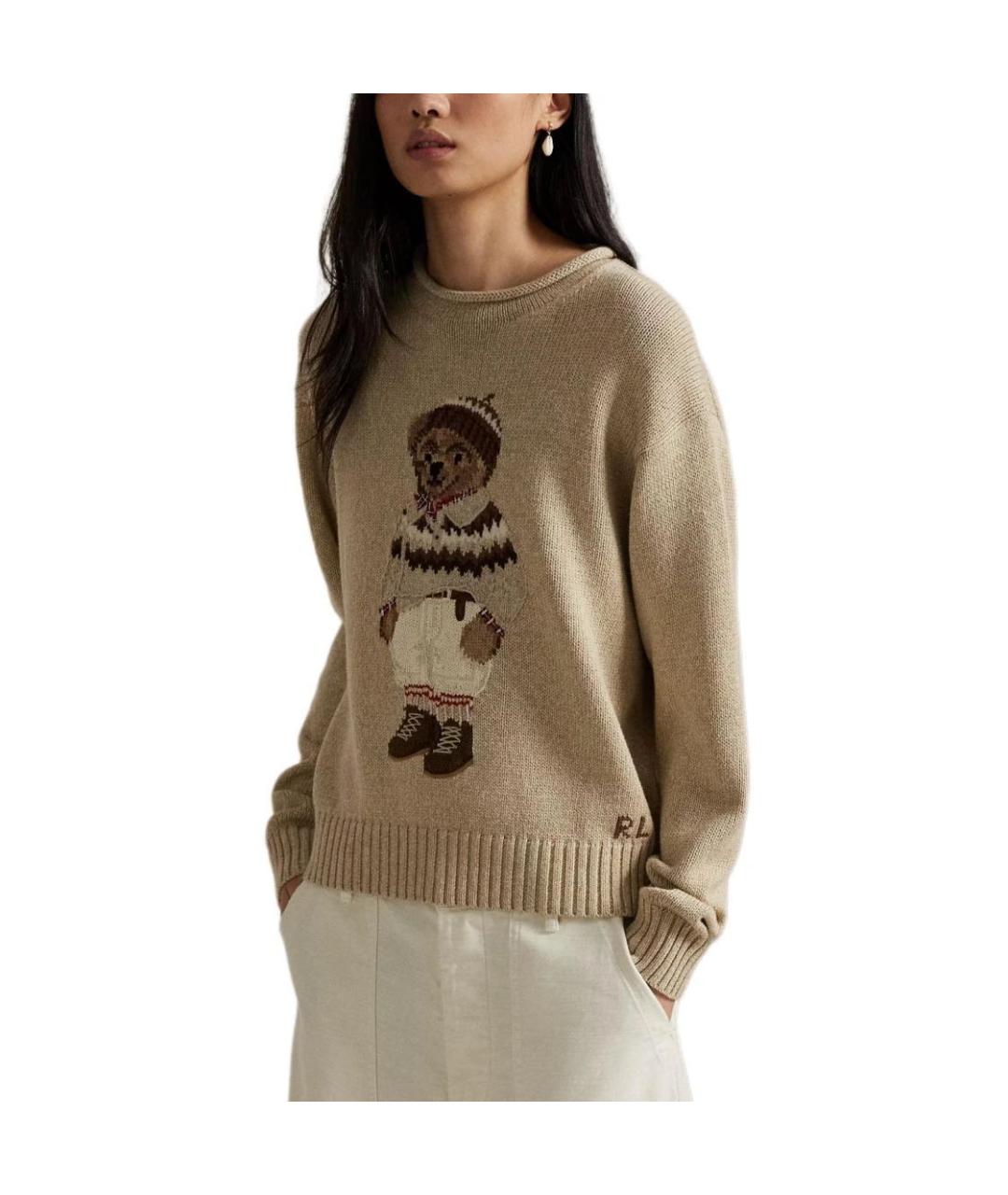 POLO RALPH LAUREN Бежевый хлопковый джемпер / свитер, фото 5