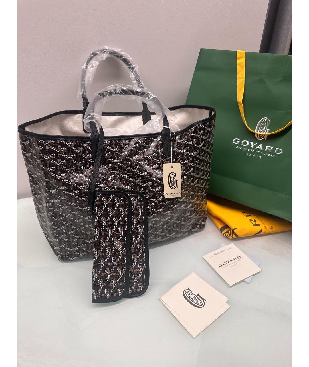GOYARD Черная кожаная сумка тоут, фото 4