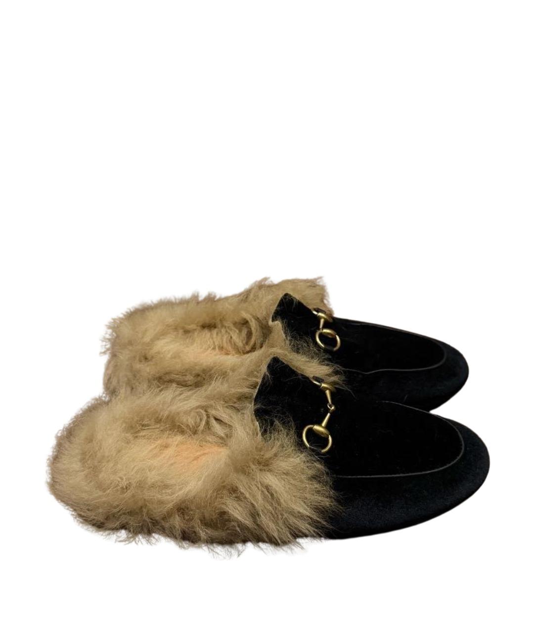 GUCCI Черные бархатные мюли, фото 1