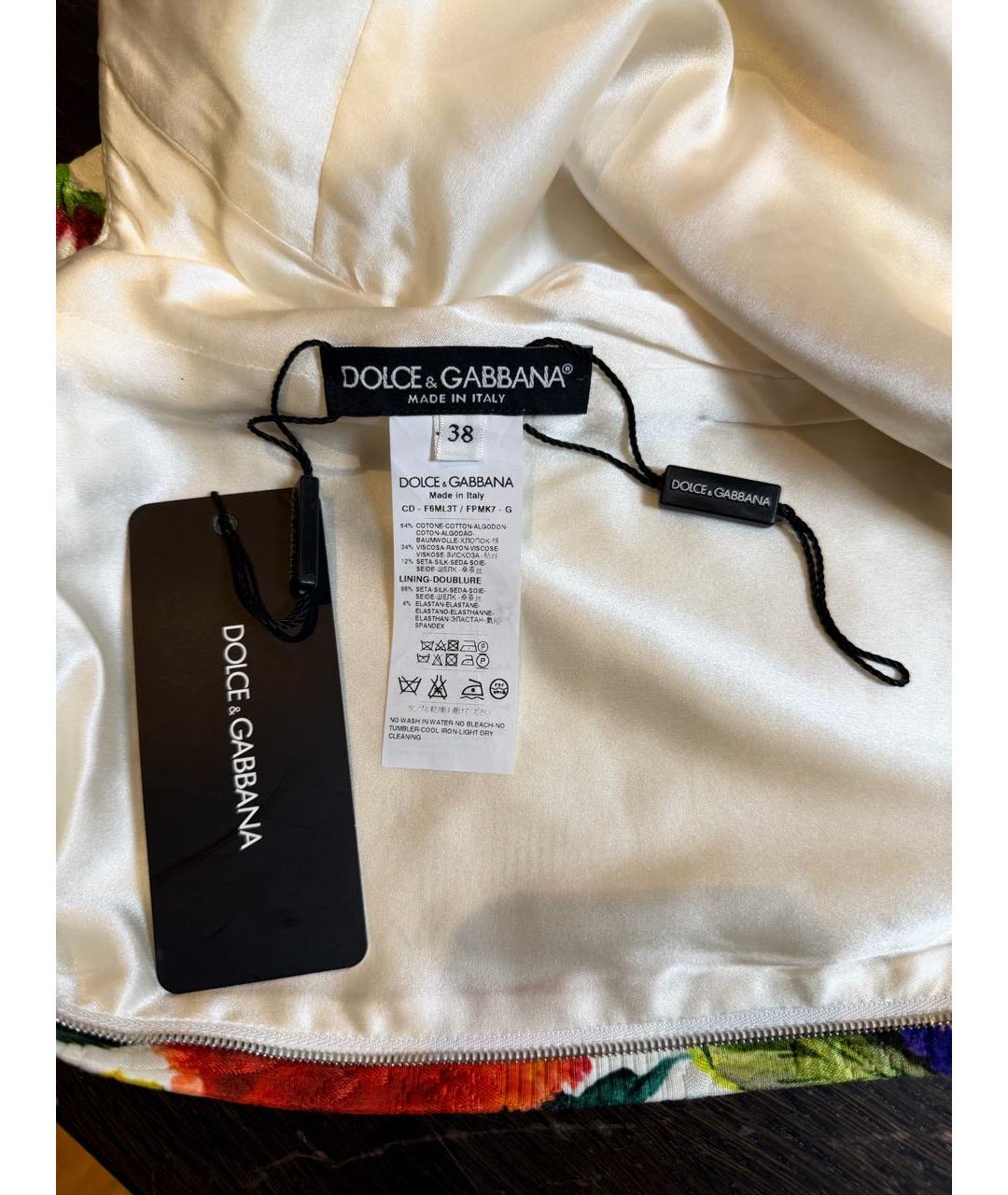 DOLCE&GABBANA Мульти хлопко-эластановое повседневное платье, фото 3