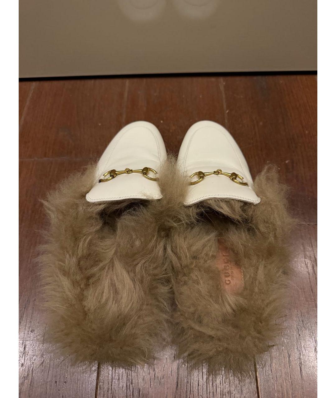 GUCCI Белые кожаные мюли, фото 3