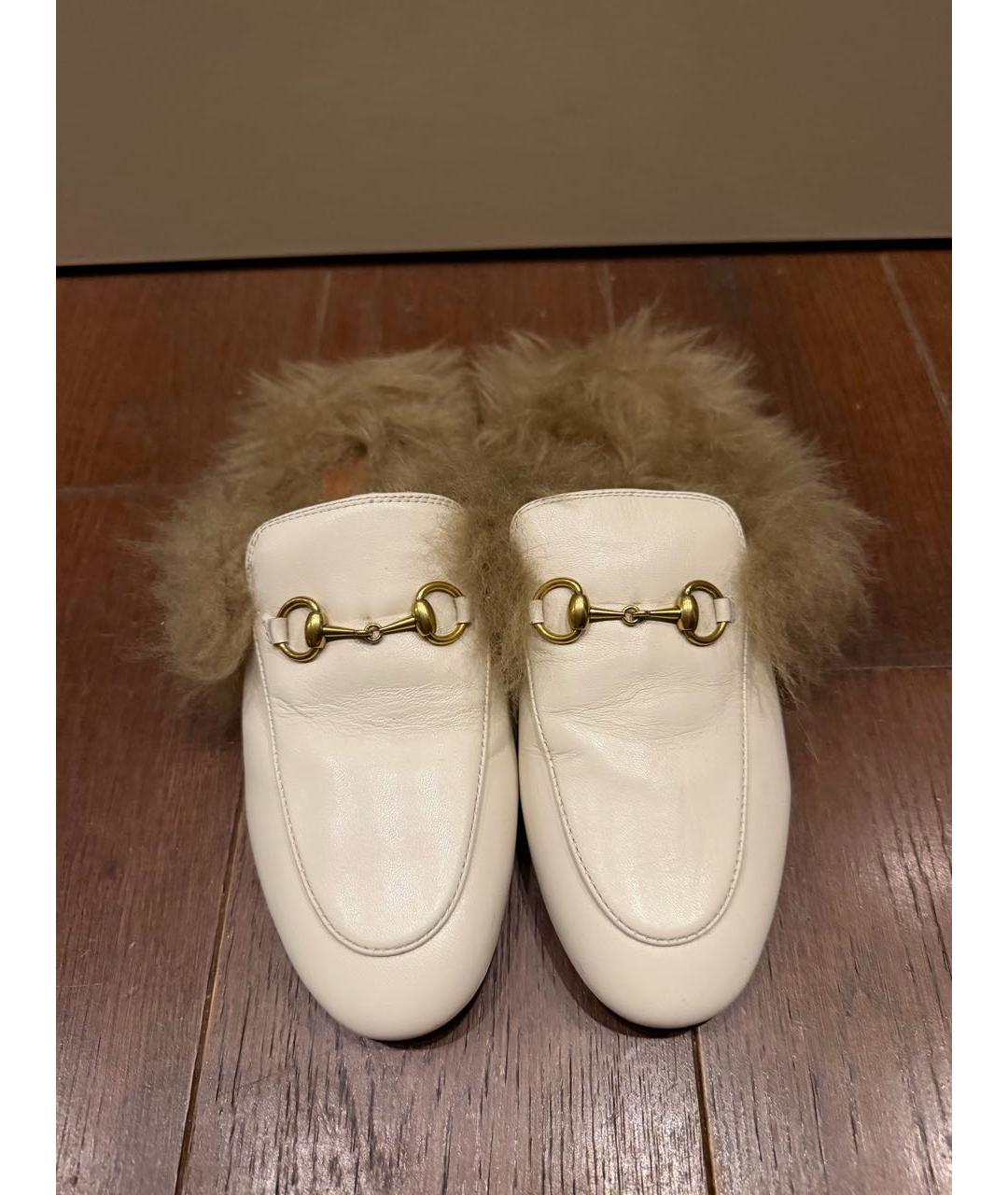 GUCCI Белые кожаные мюли, фото 2