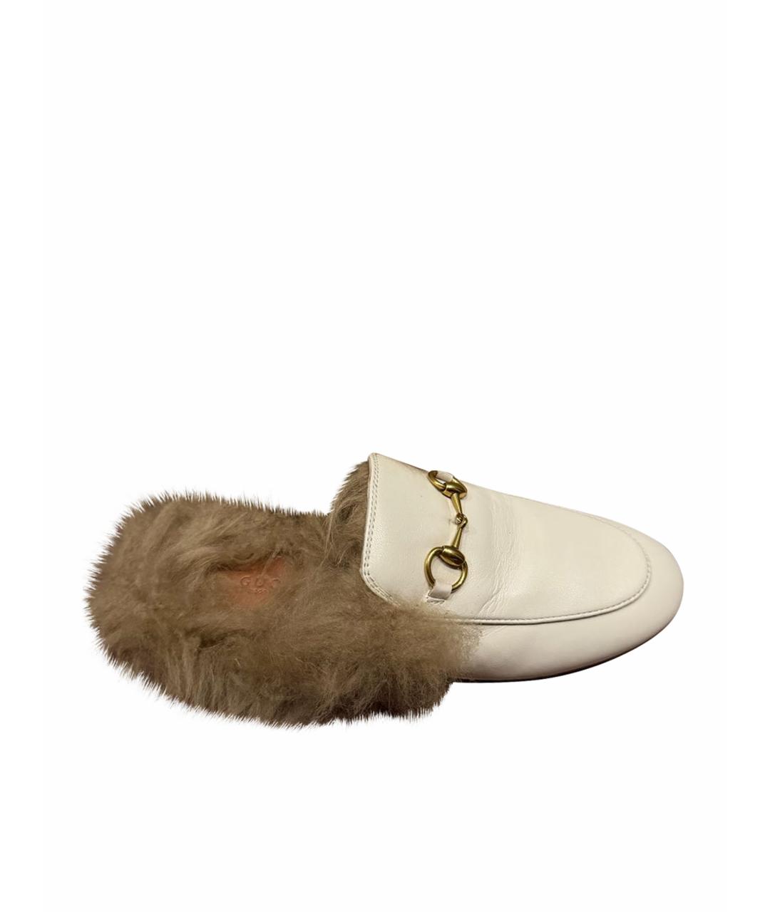 GUCCI Белые кожаные мюли, фото 1