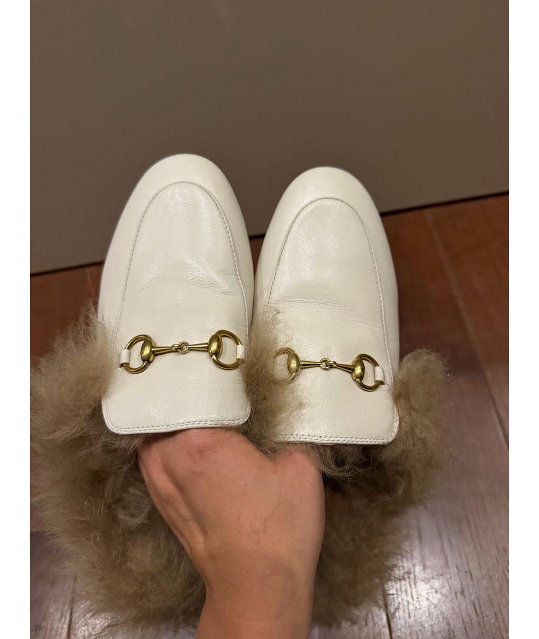 GUCCI Белые кожаные мюли, фото 6