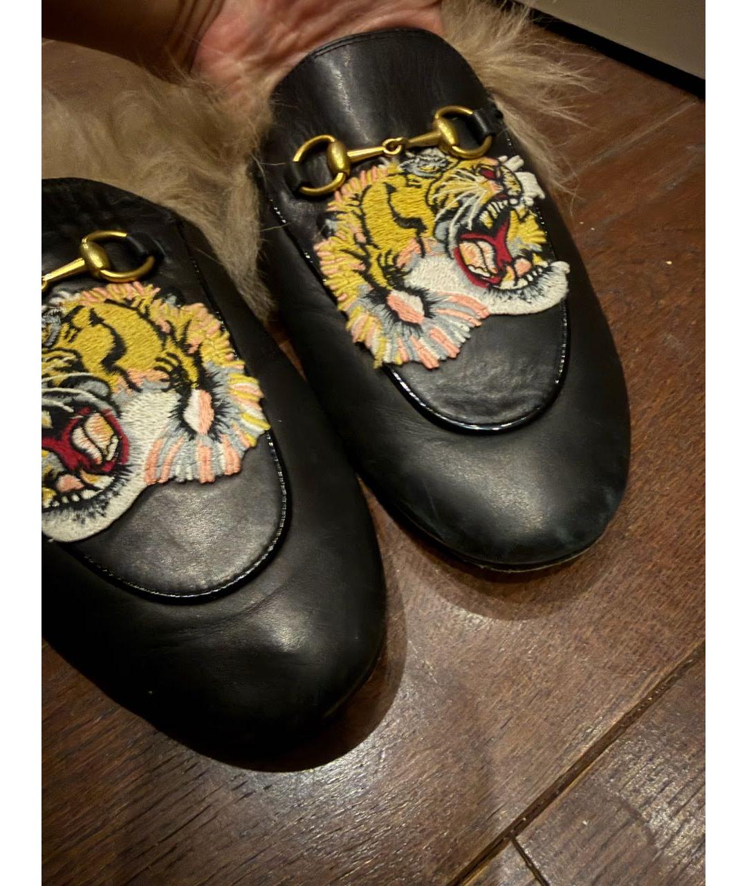 GUCCI Черные кожаные мюли, фото 2