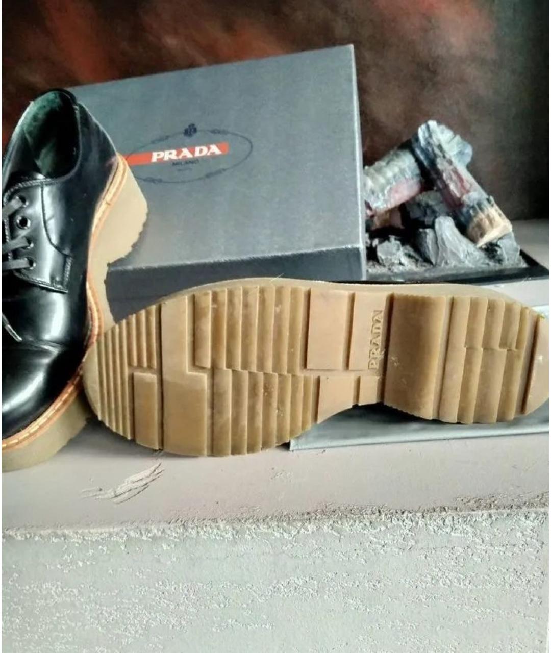 PRADA Черные кожаные туфли, фото 4