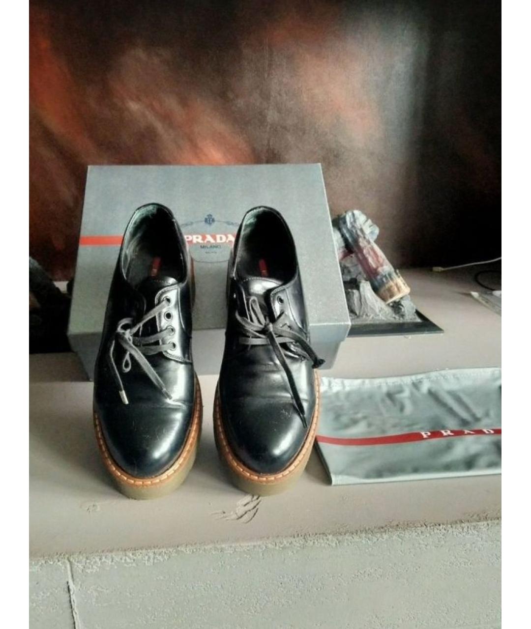 PRADA Черные кожаные туфли, фото 2