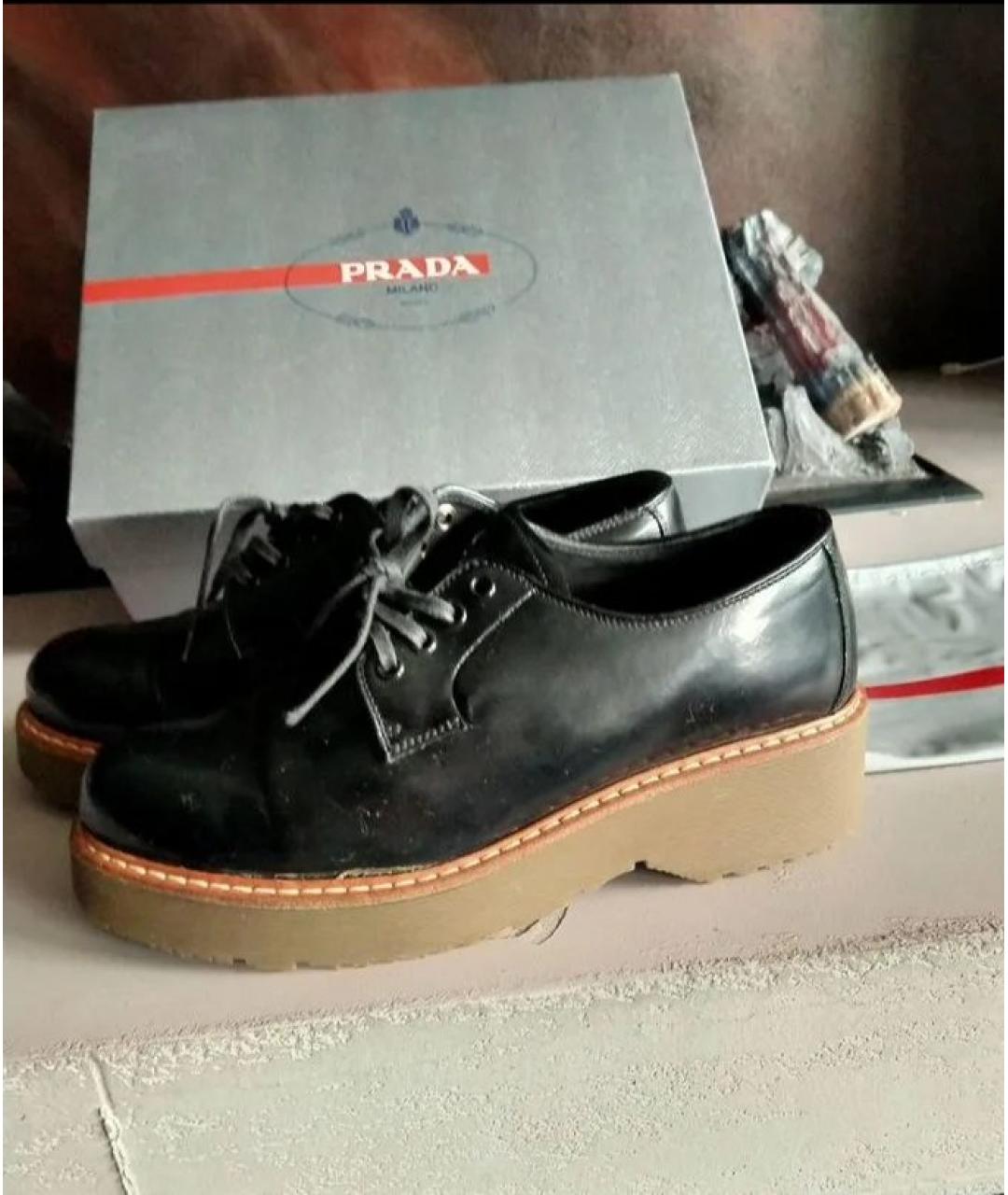 PRADA Черные кожаные туфли, фото 5