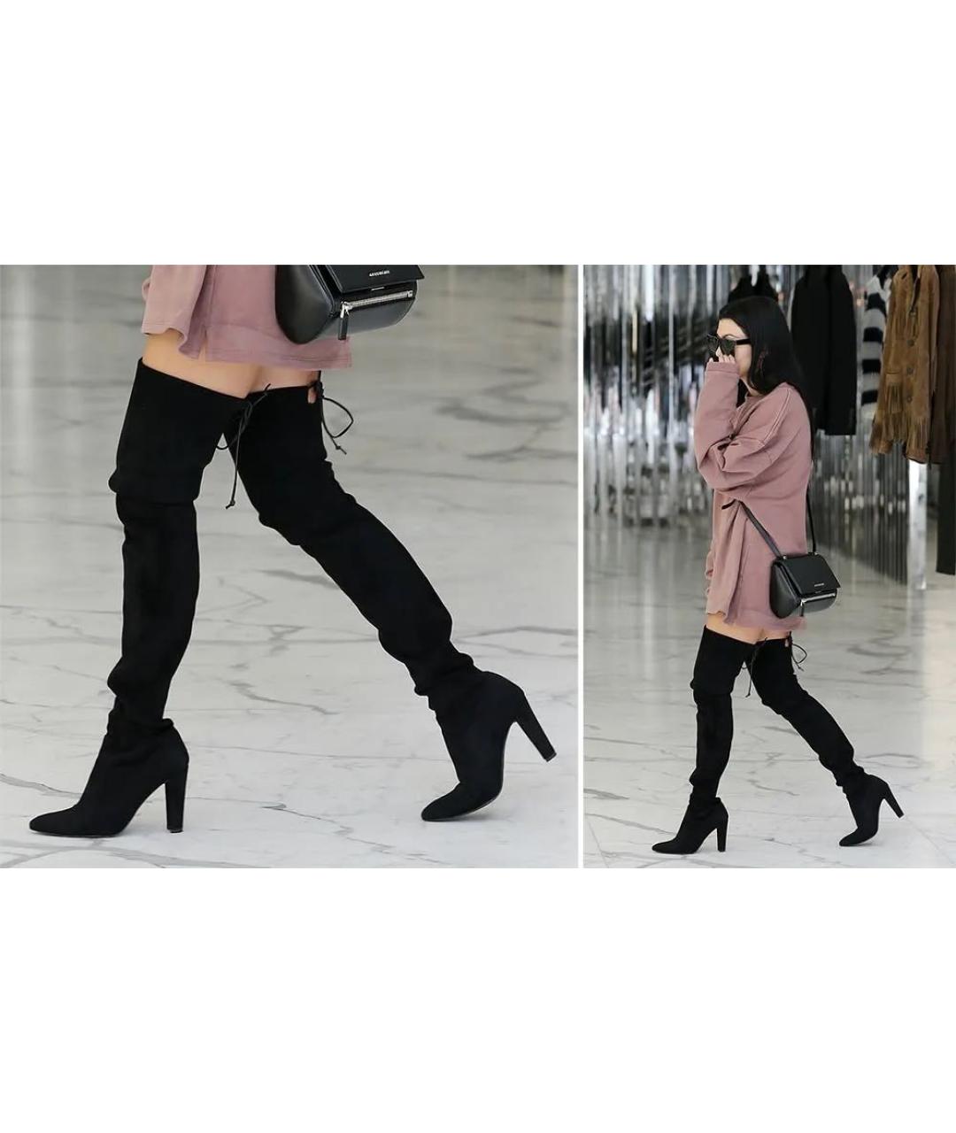 STUART WEITZMAN Черные замшевые ботфорты, фото 5