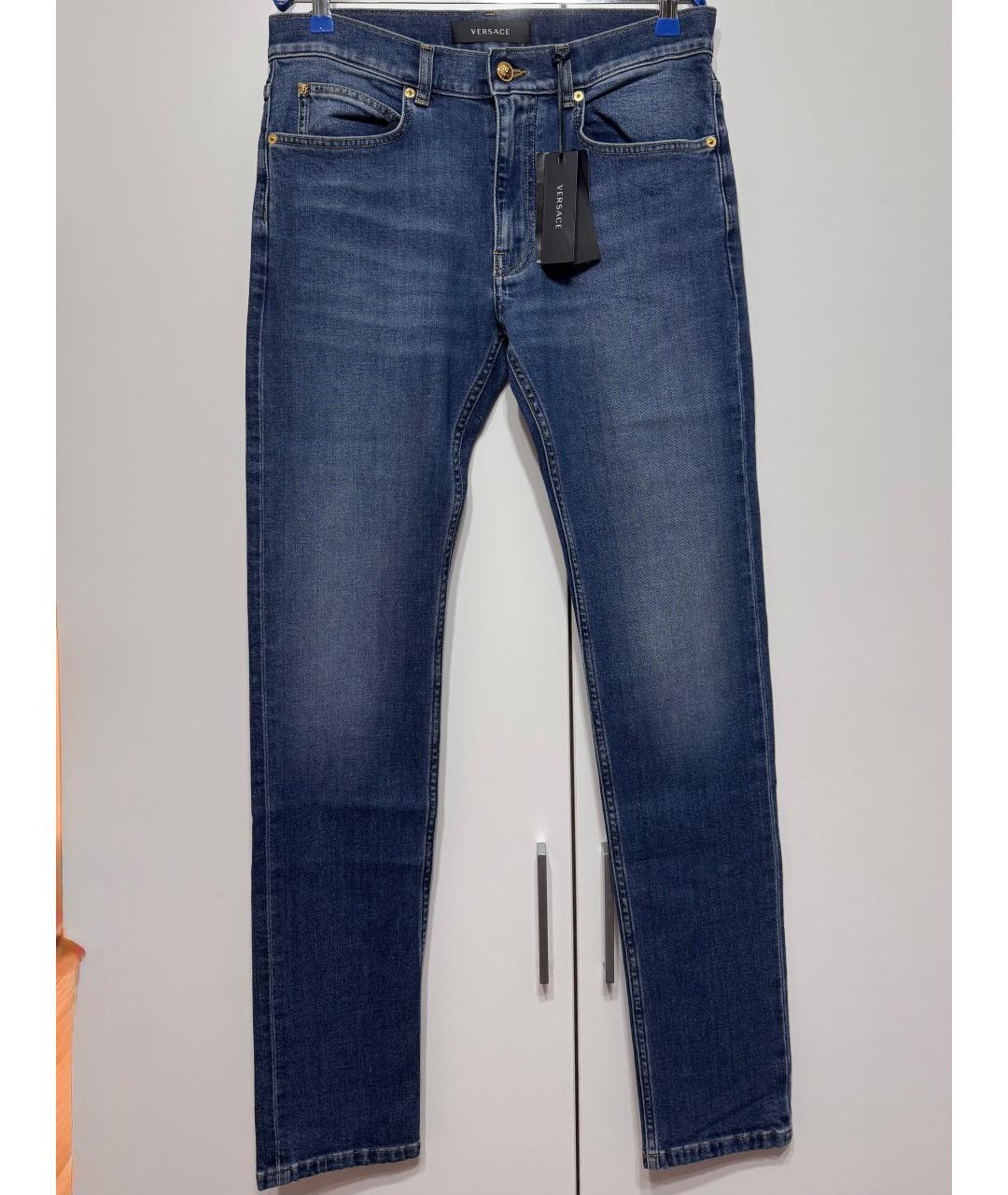 VERSACE Синие хлопковые джинсы скинни, фото 7