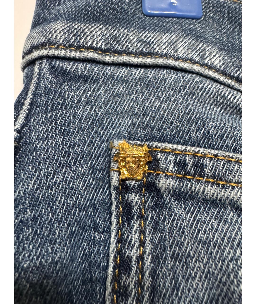 VERSACE Синие хлопковые джинсы скинни, фото 3