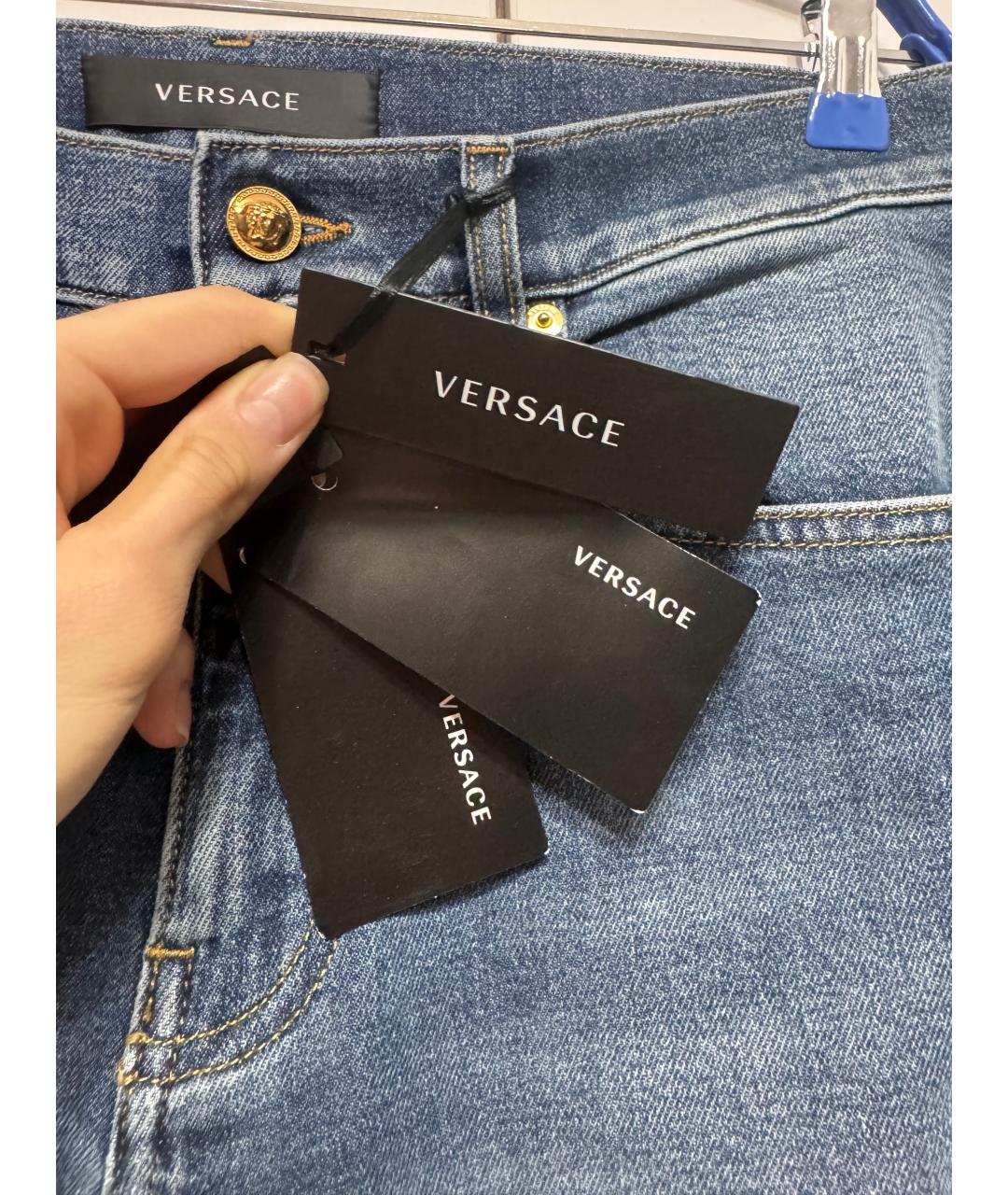 VERSACE Синие хлопковые джинсы скинни, фото 6