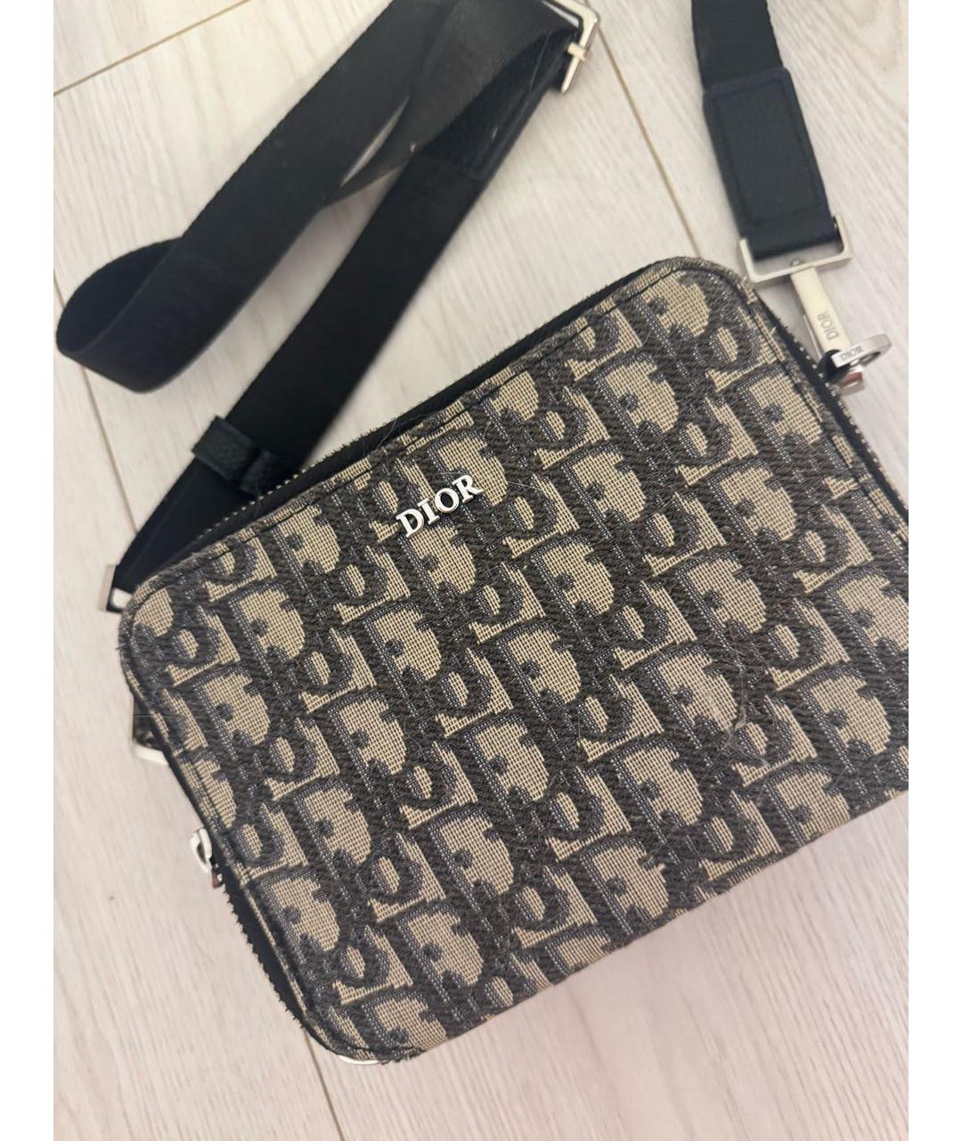 CHRISTIAN DIOR Темно-синяя твидовая барсетка, фото 2