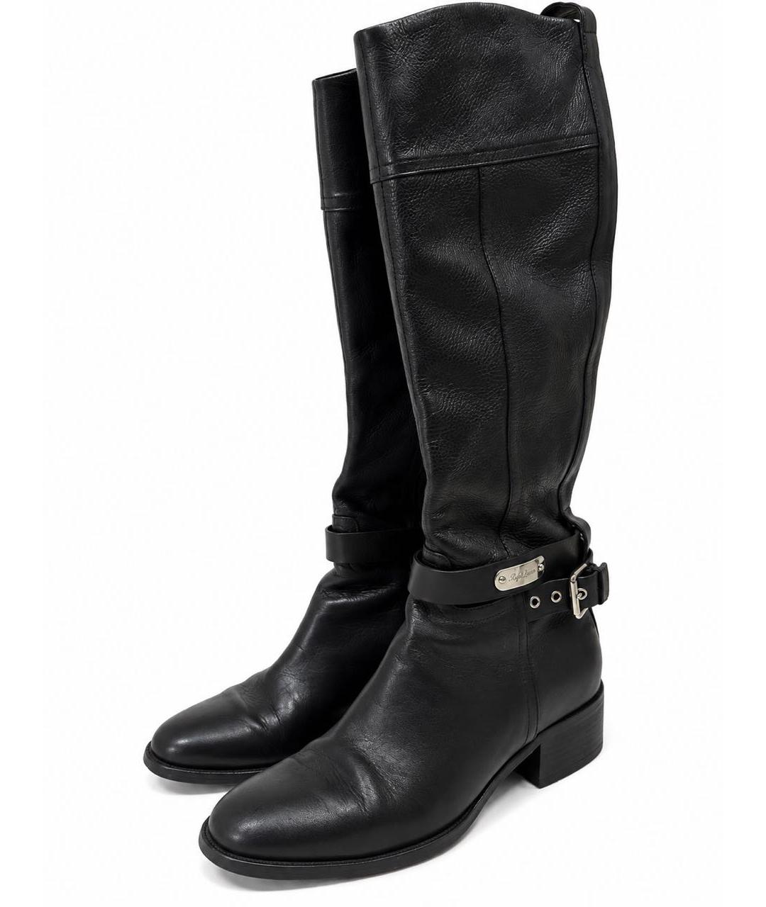 RALPH LAUREN Черные кожаные сапоги, фото 5