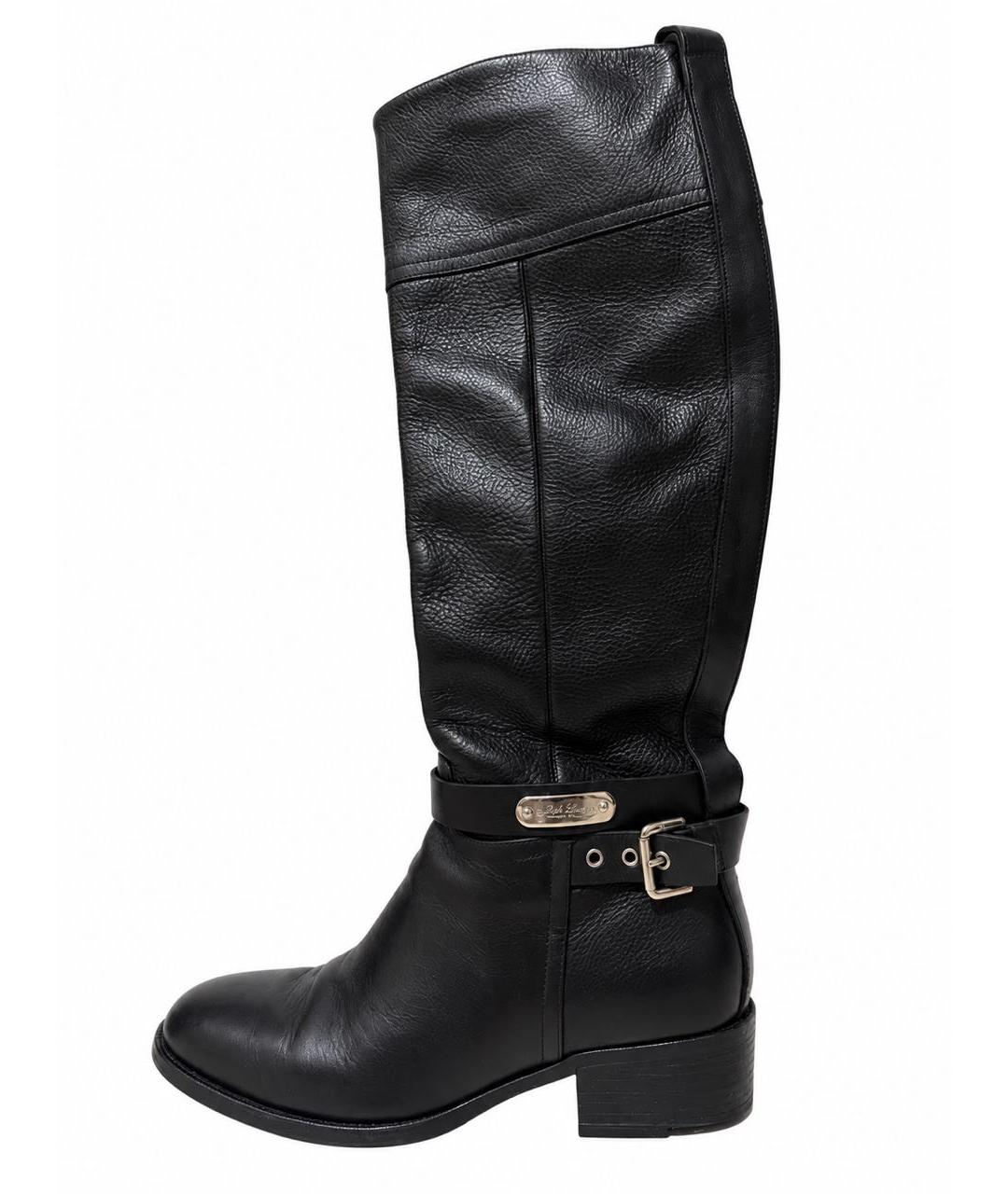 RALPH LAUREN Черные кожаные сапоги, фото 8