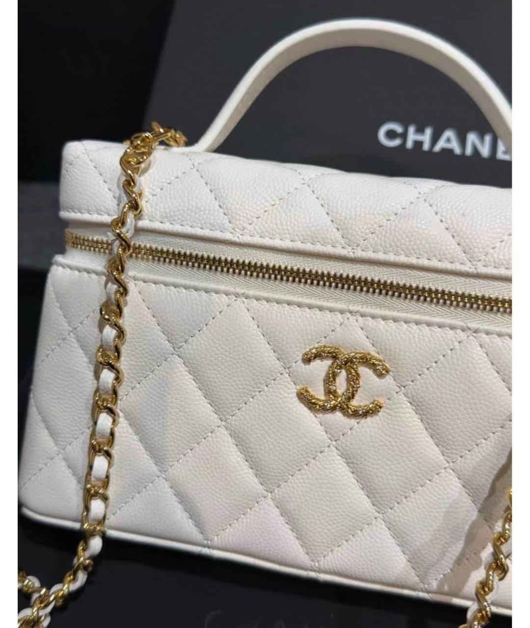 CHANEL Белая кожаная сумка через плечо, фото 3