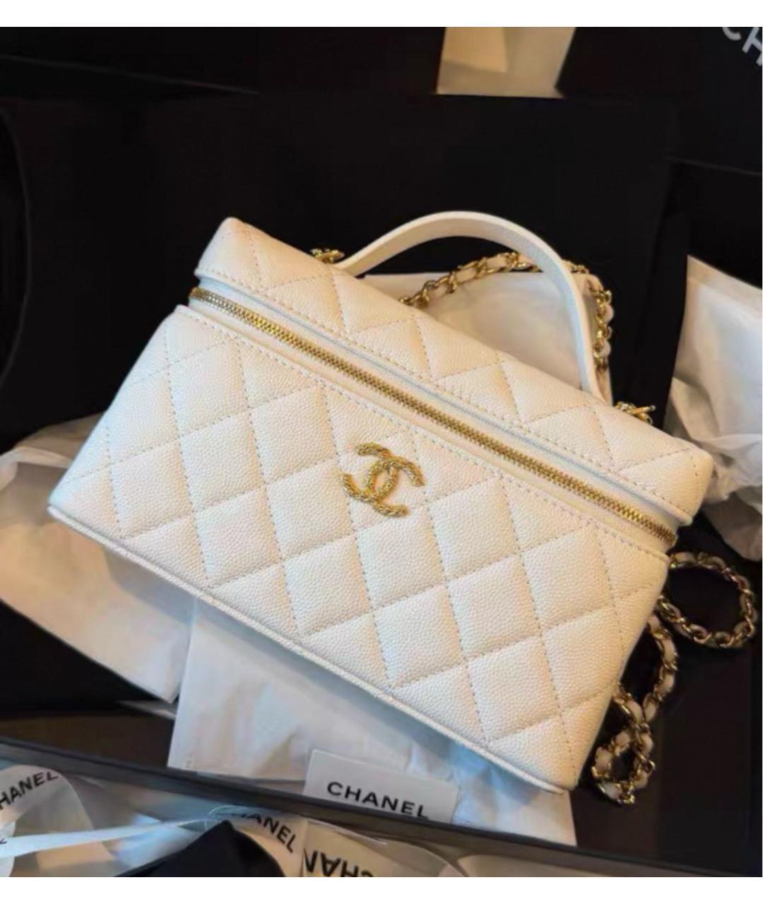 CHANEL Белая кожаная сумка через плечо, фото 4