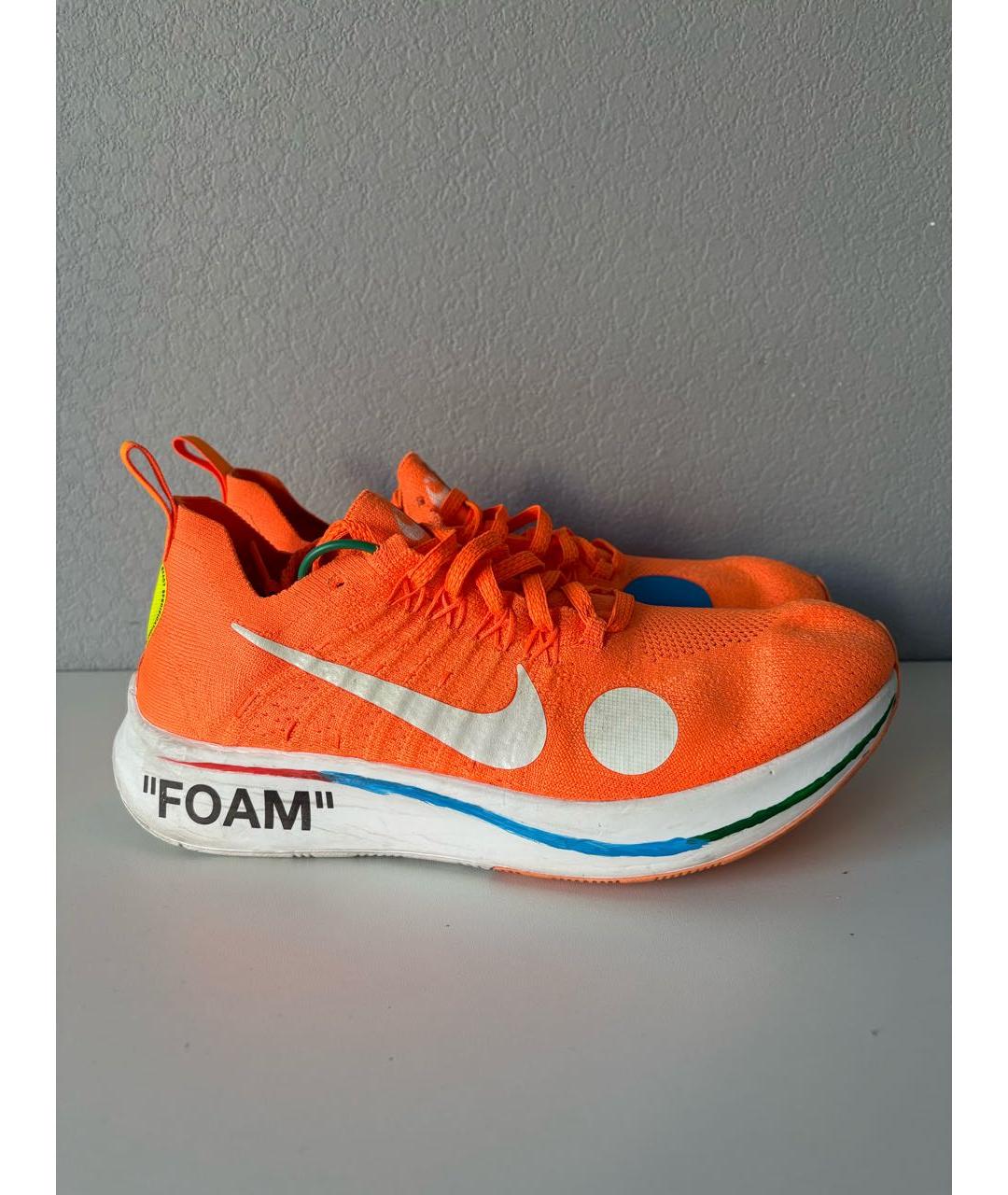 NIKE X OFF-WHITE Оранжевые текстильные низкие кроссовки / кеды, фото 3