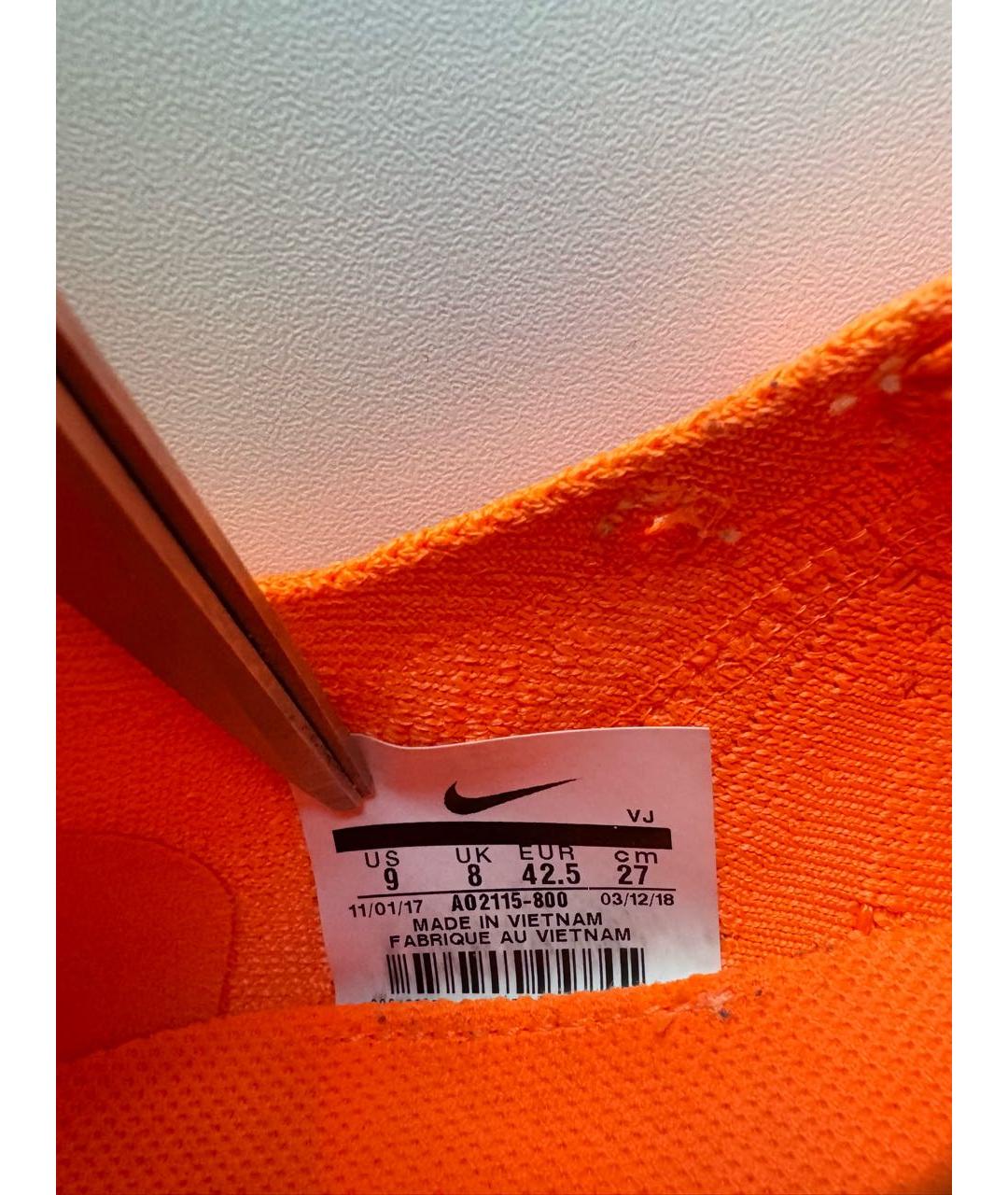 NIKE X OFF-WHITE Оранжевые текстильные низкие кроссовки / кеды, фото 8