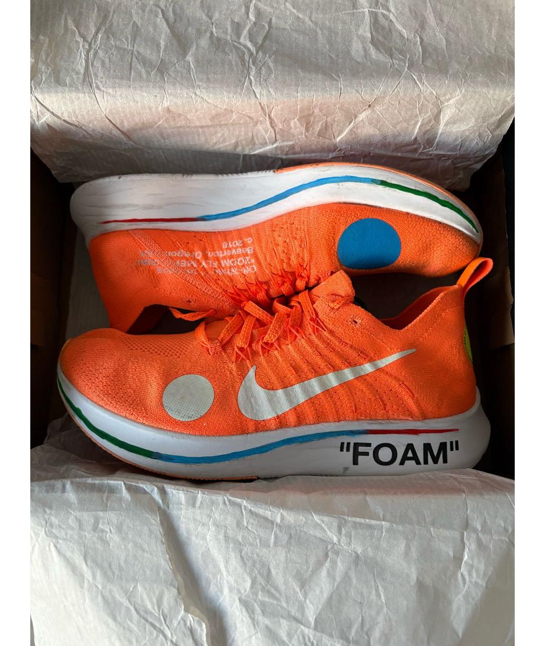 NIKE X OFF-WHITE Оранжевые текстильные низкие кроссовки / кеды, фото 2