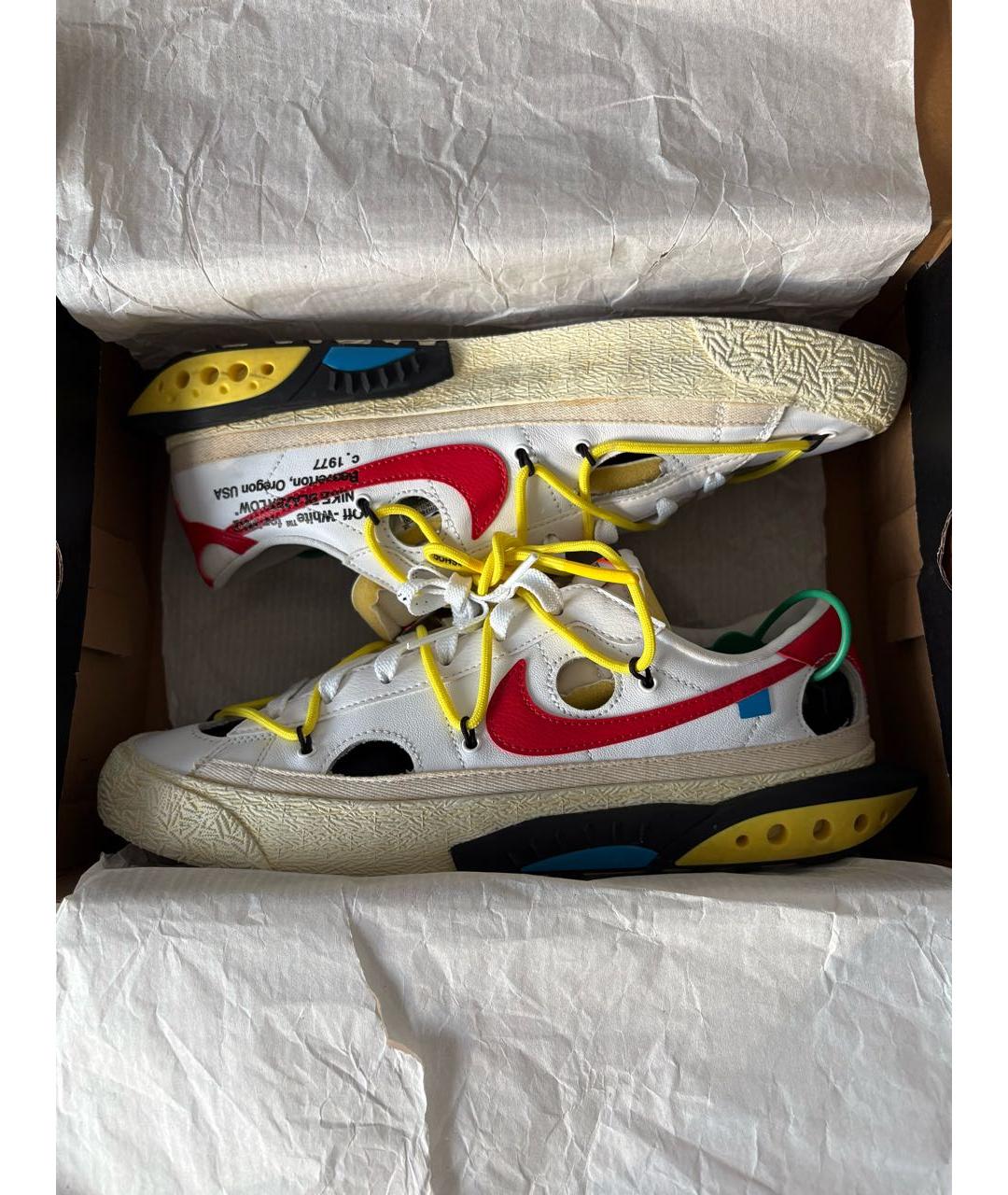 NIKE X OFF-WHITE Белые кожаные низкие кроссовки / кеды, фото 2
