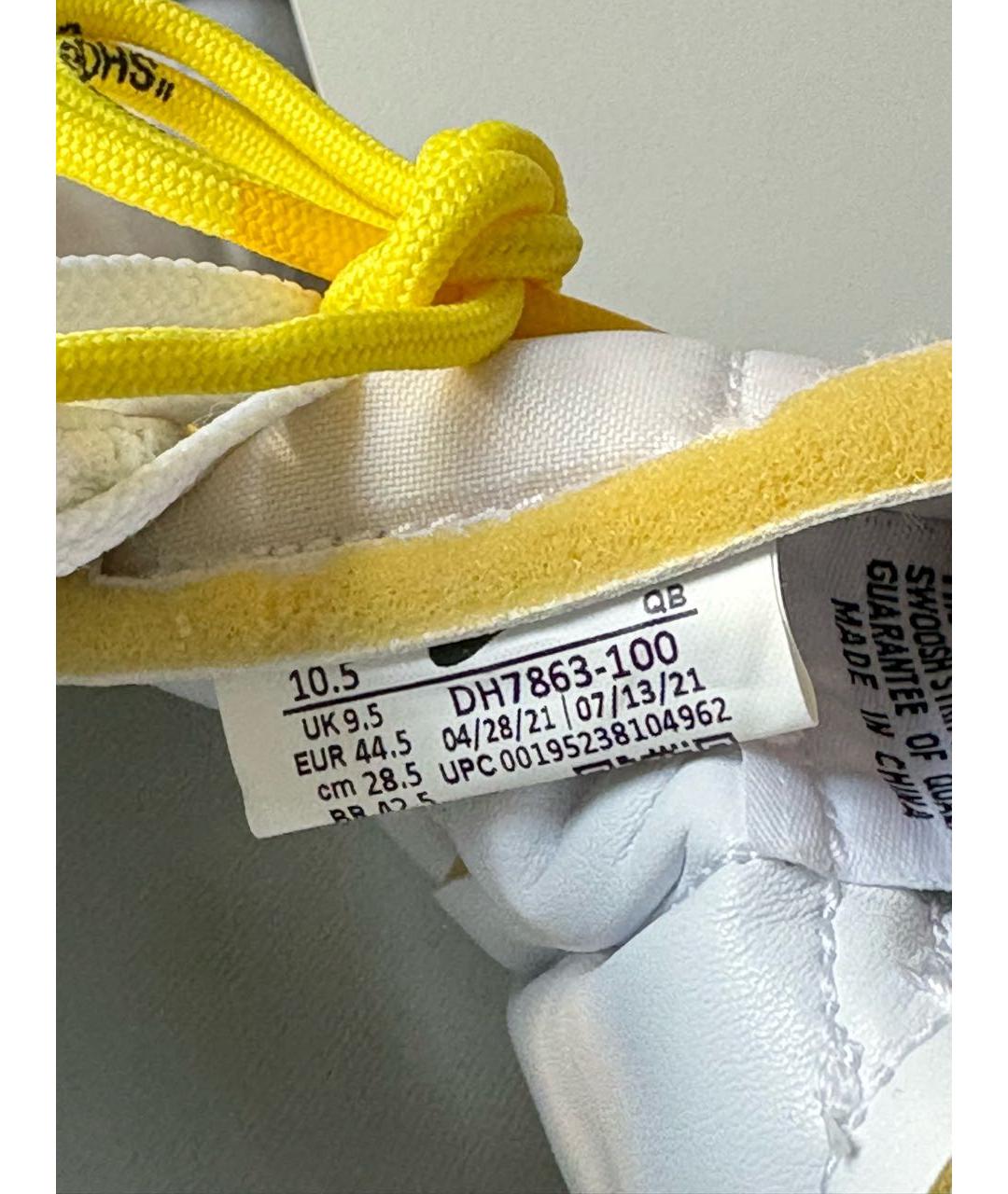 NIKE X OFF-WHITE Белые кожаные низкие кроссовки / кеды, фото 8
