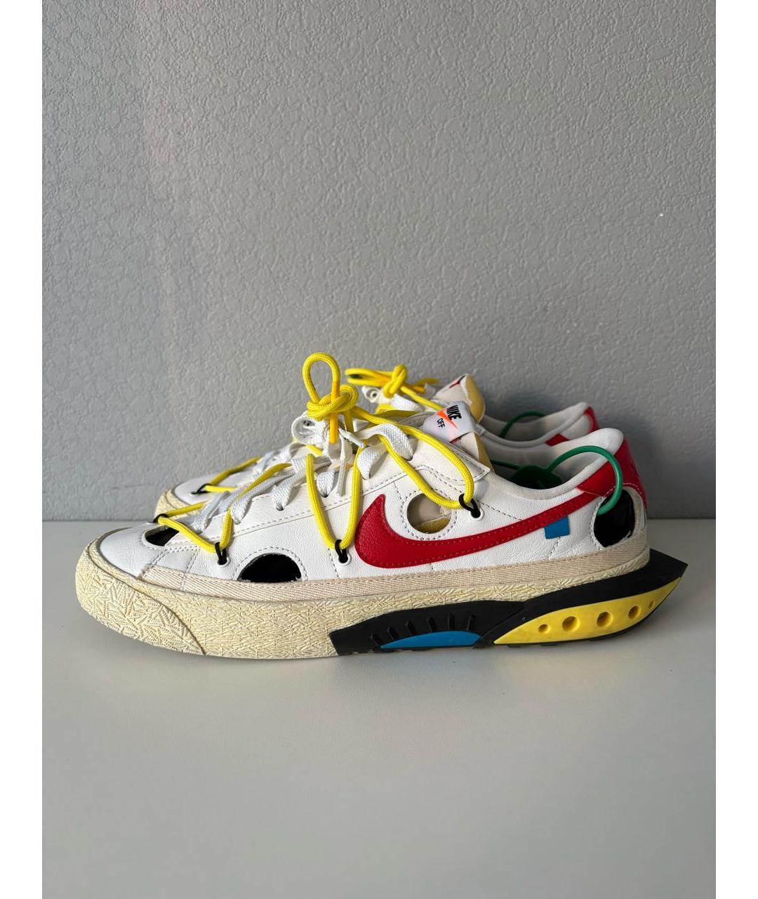 NIKE X OFF-WHITE Белые кожаные низкие кроссовки / кеды, фото 3