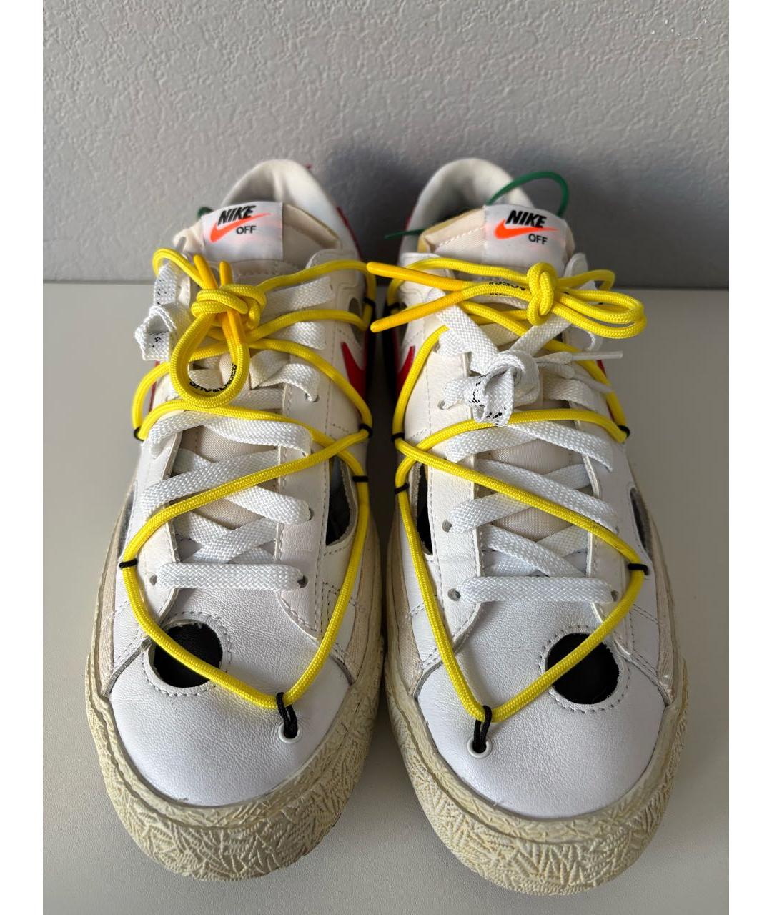 NIKE X OFF-WHITE Белые кожаные низкие кроссовки / кеды, фото 5