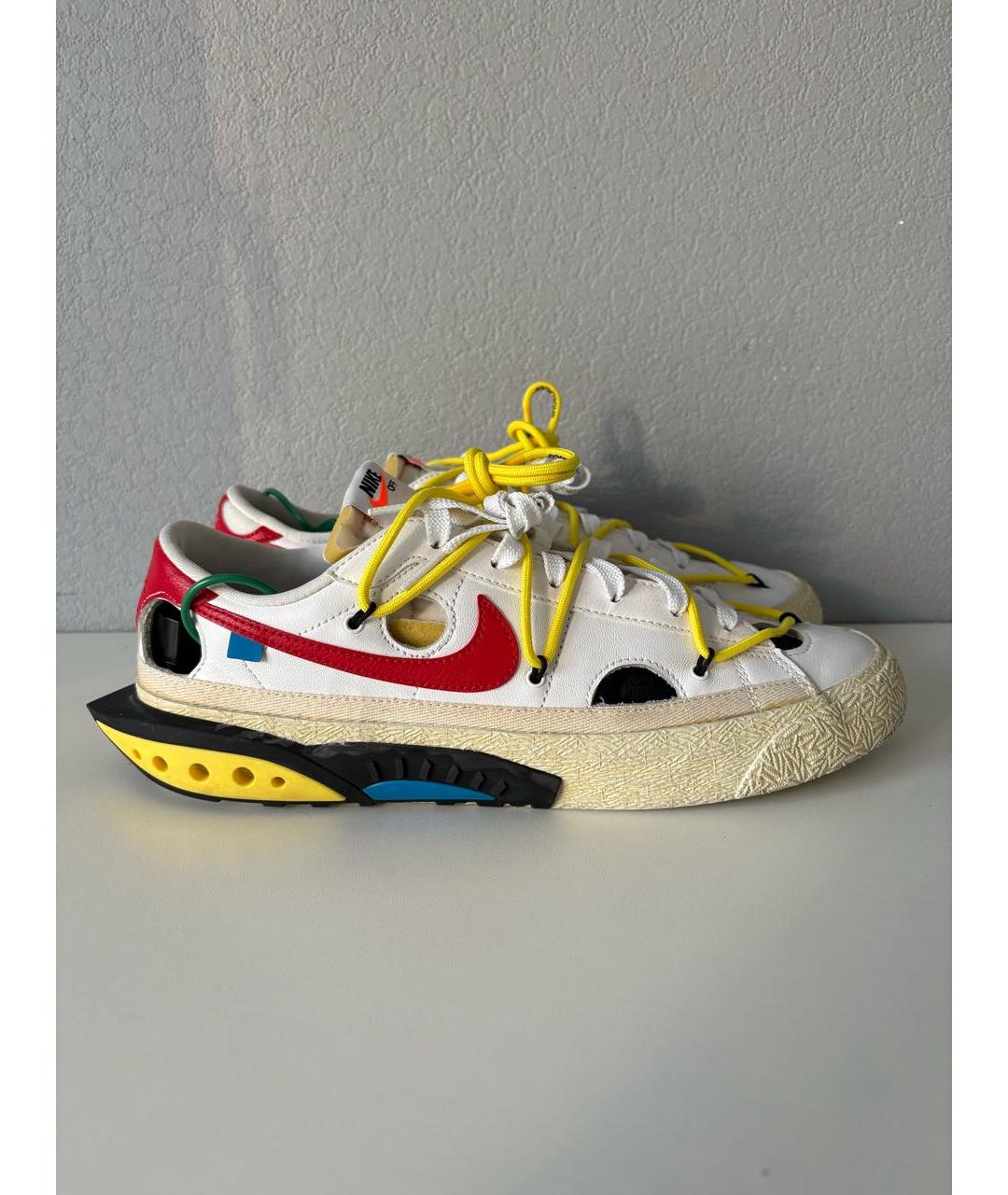 NIKE X OFF-WHITE Белые кожаные низкие кроссовки / кеды, фото 4