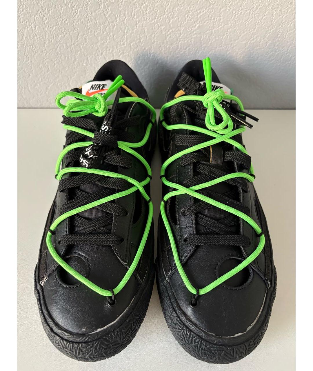 NIKE X OFF-WHITE Черные кожаные низкие кроссовки / кеды, фото 5